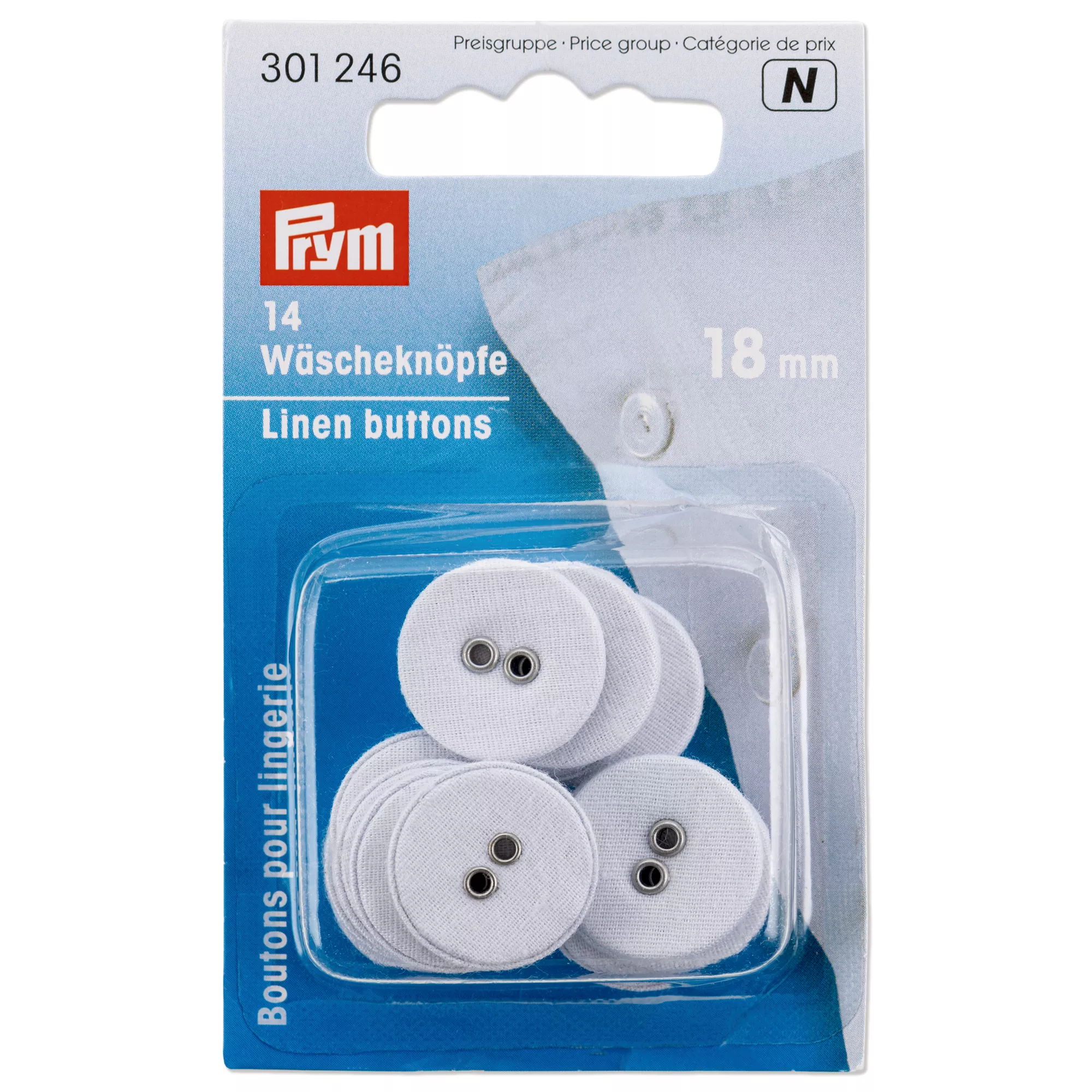 Prym Wäscheknopf Leinen, weiss