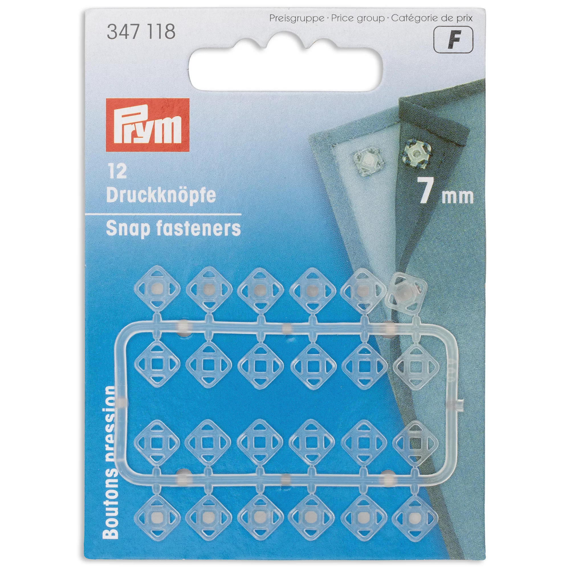 Prym Annähdruckknopf quadratisch, transparent