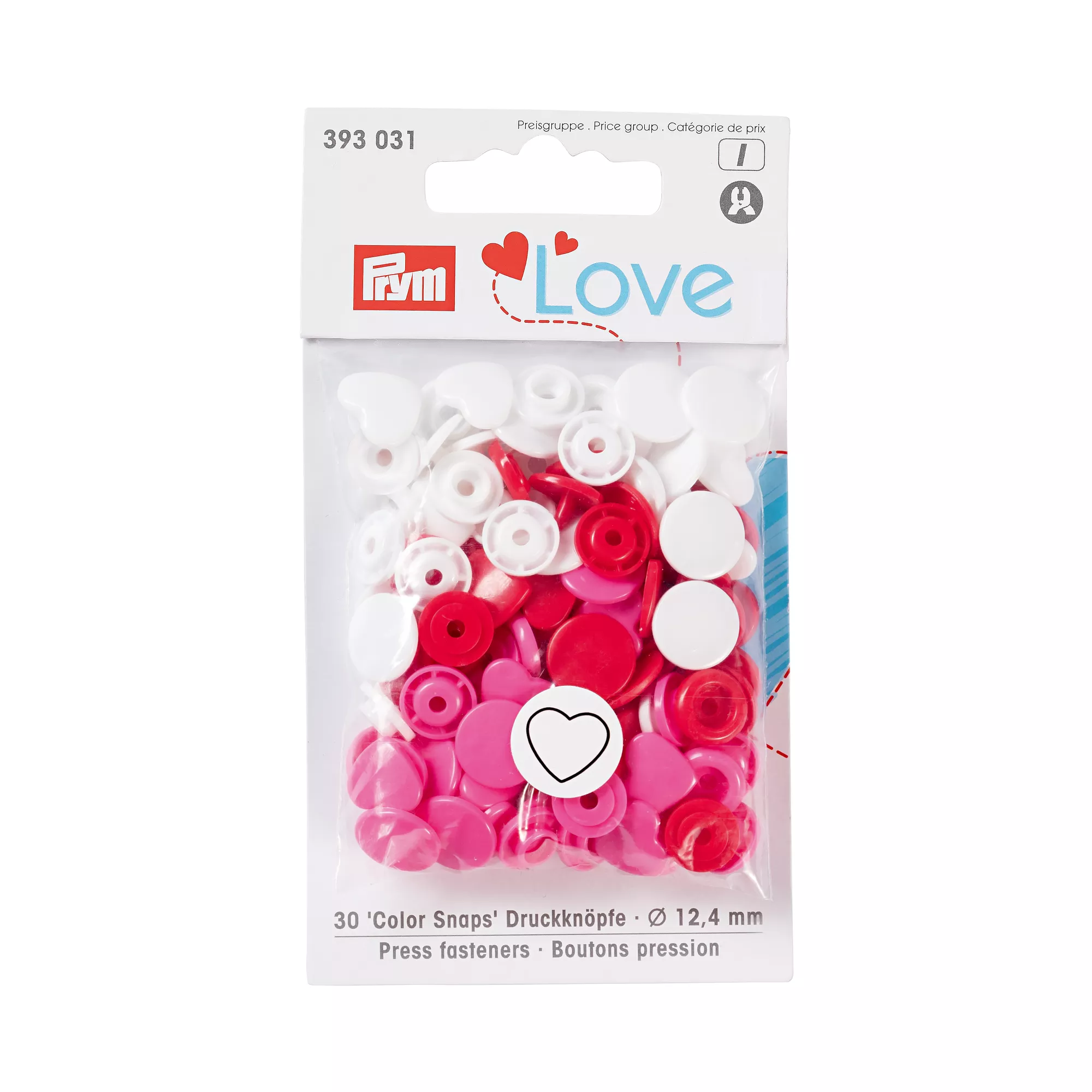 Prym Love Druckknopf Color Snaps Herz, rottöne