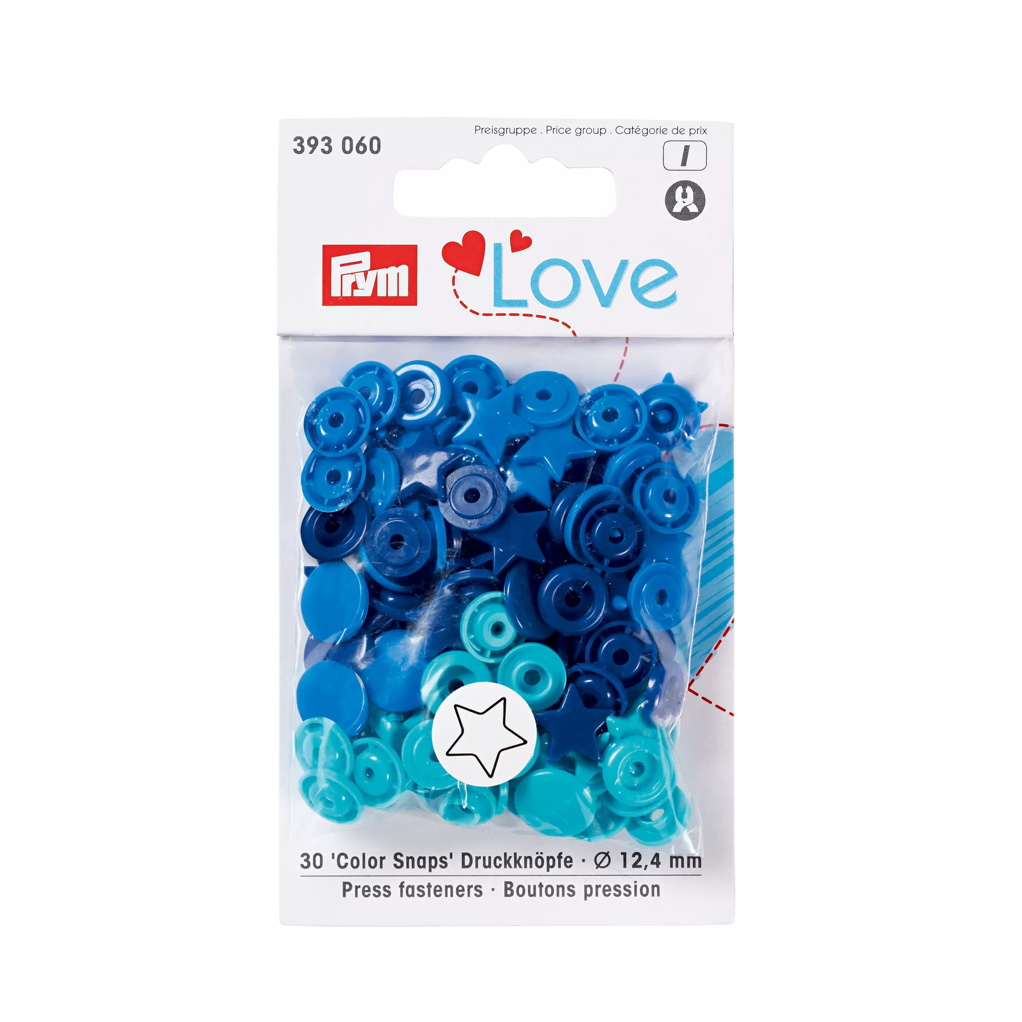 Prym Love Druckknopf Color Snaps Stern, blautöne