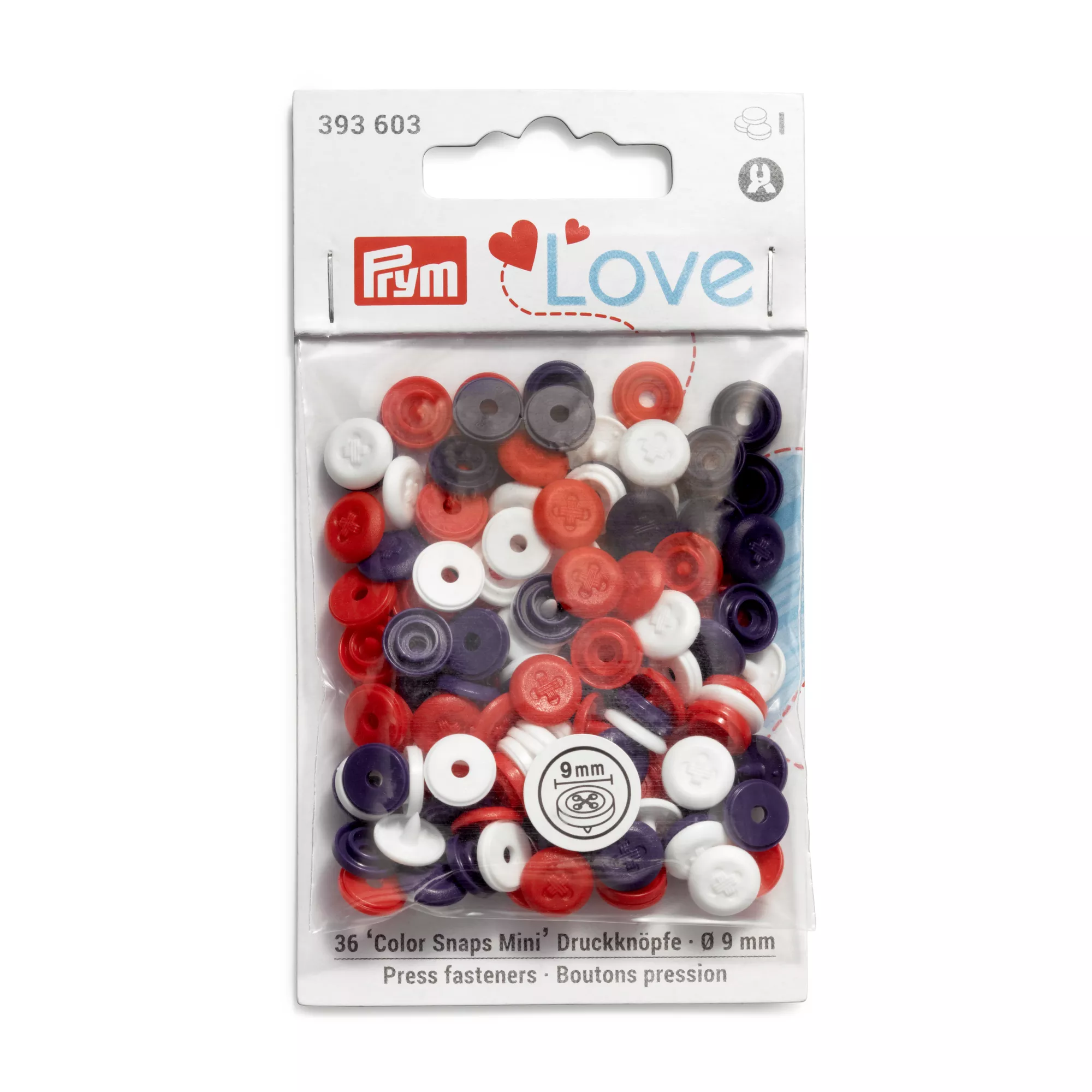 Prym Love Druckknopf Color Snaps, rot-weiss-lila