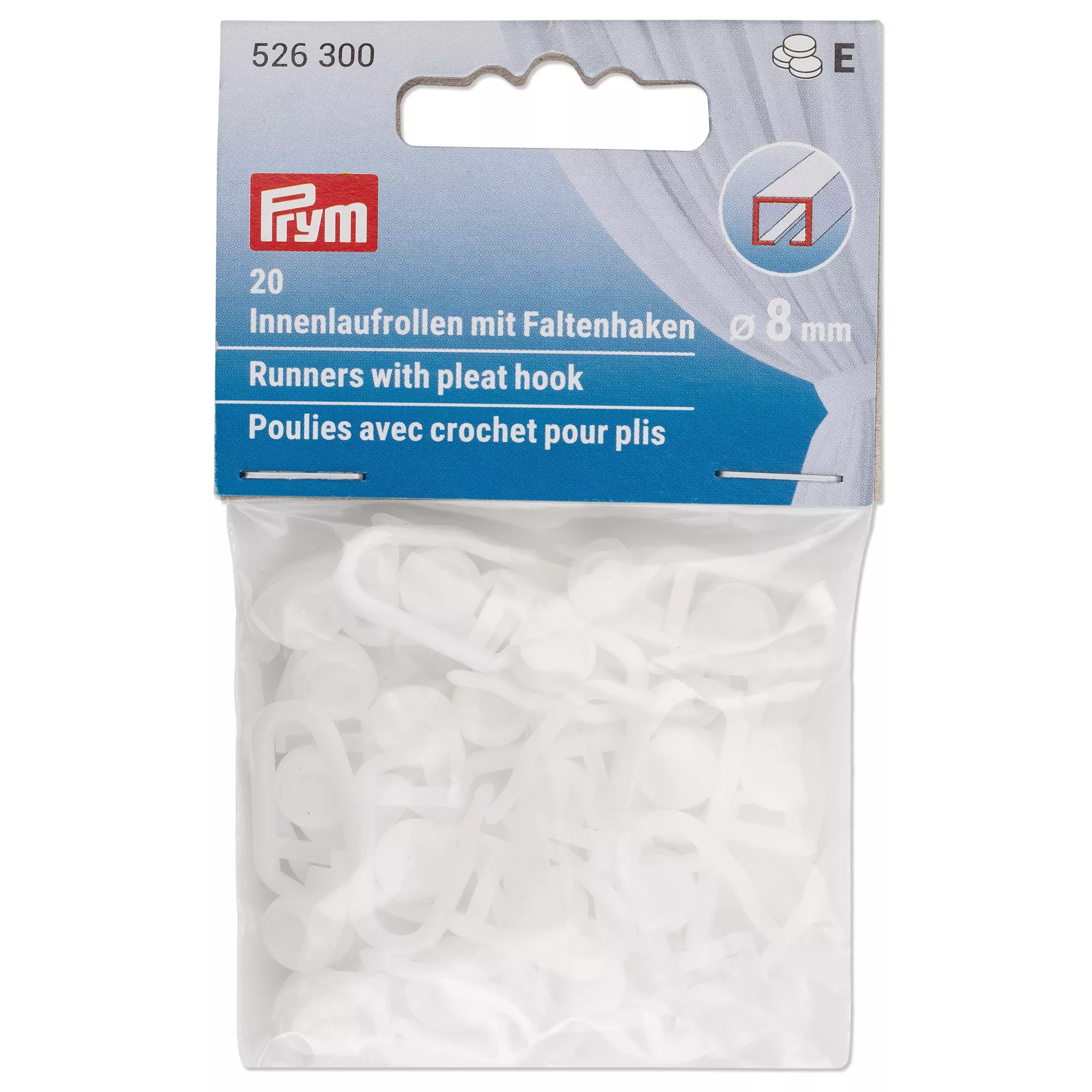 Prym Innenlaufrollen mit Faltenhaken, weiss