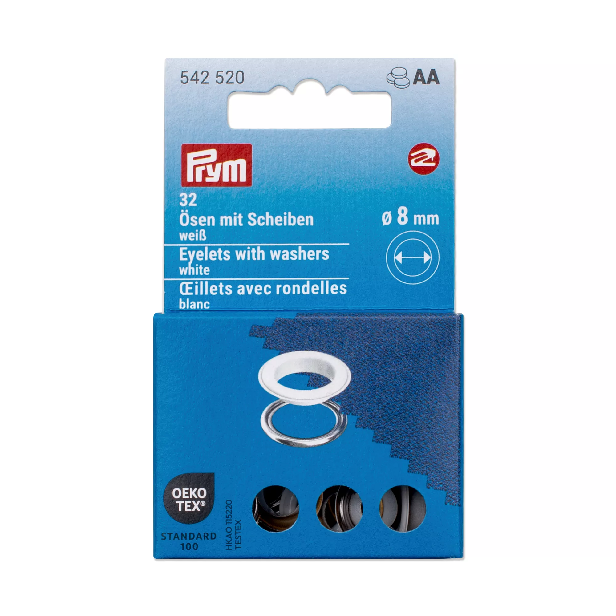 Prym Ösen mit Scheiben, weiß, silber