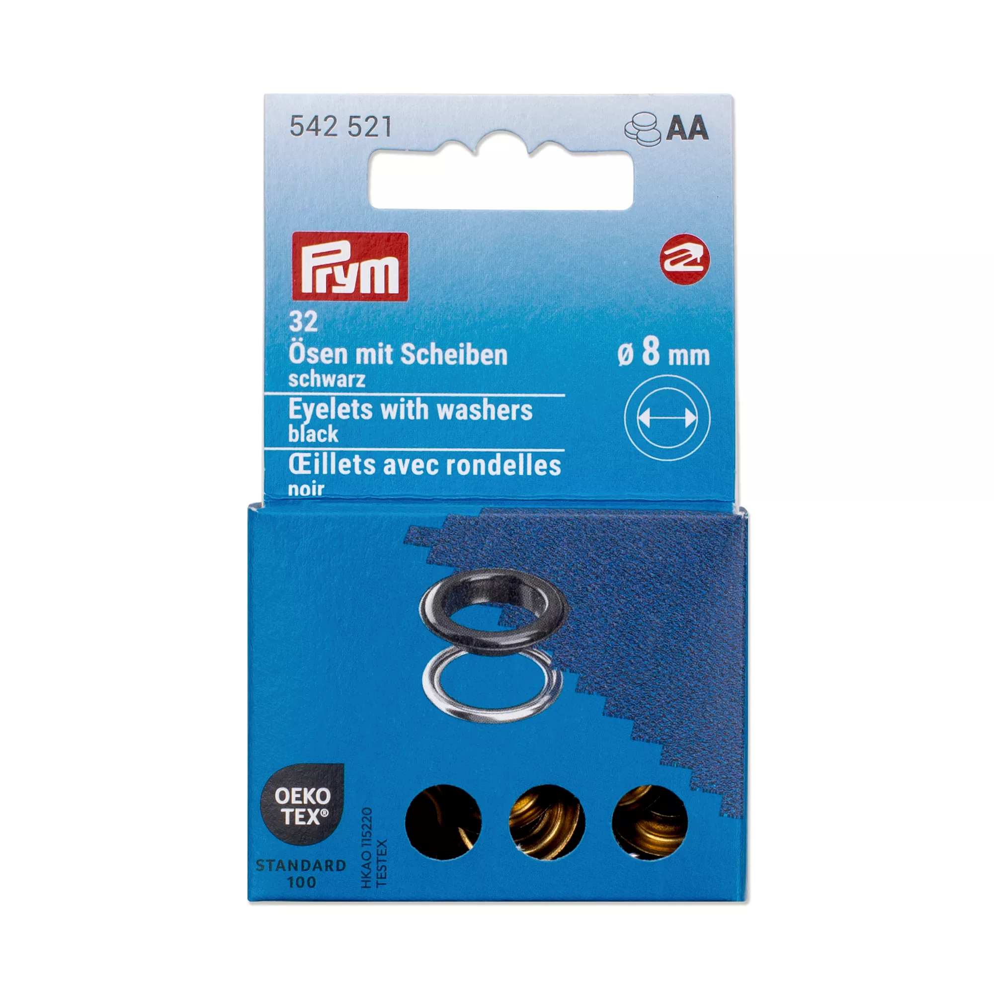 Prym Ösen mit Scheiben, schwarz, silber