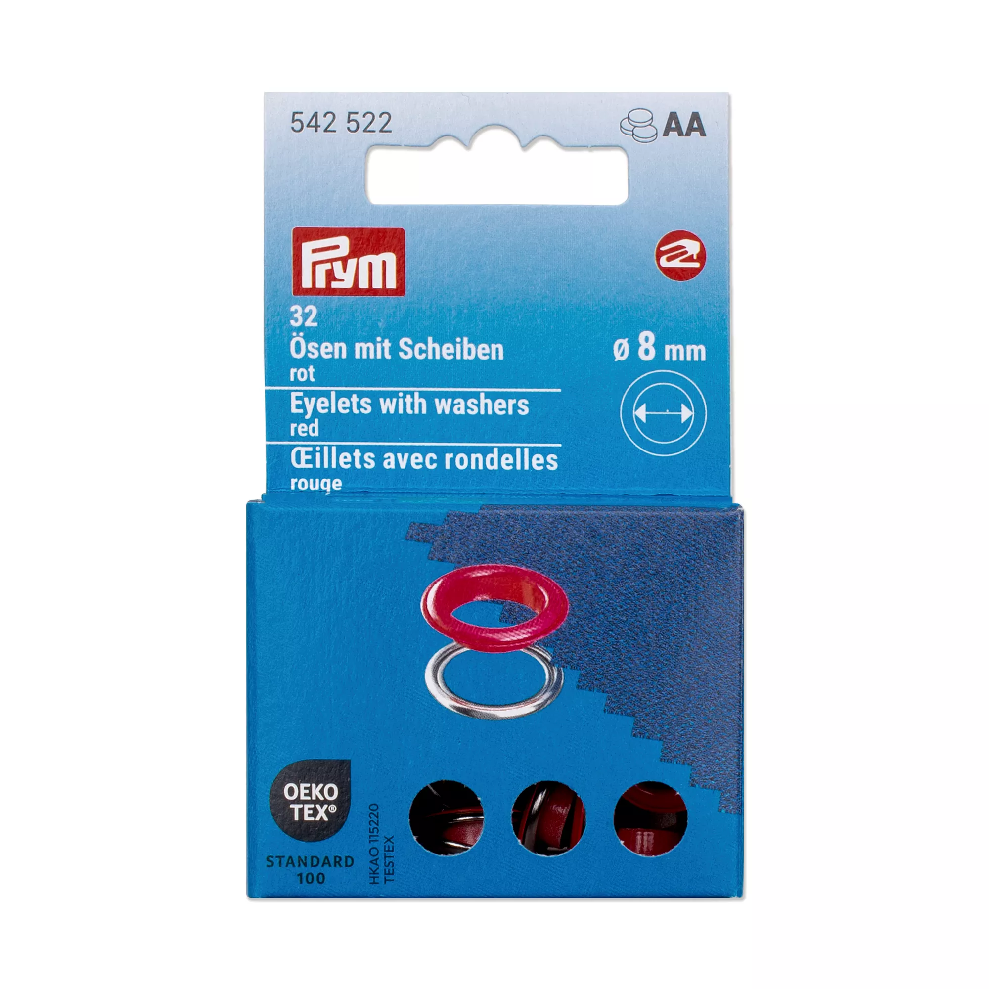 Prym Ösen mit Scheiben, rot silber