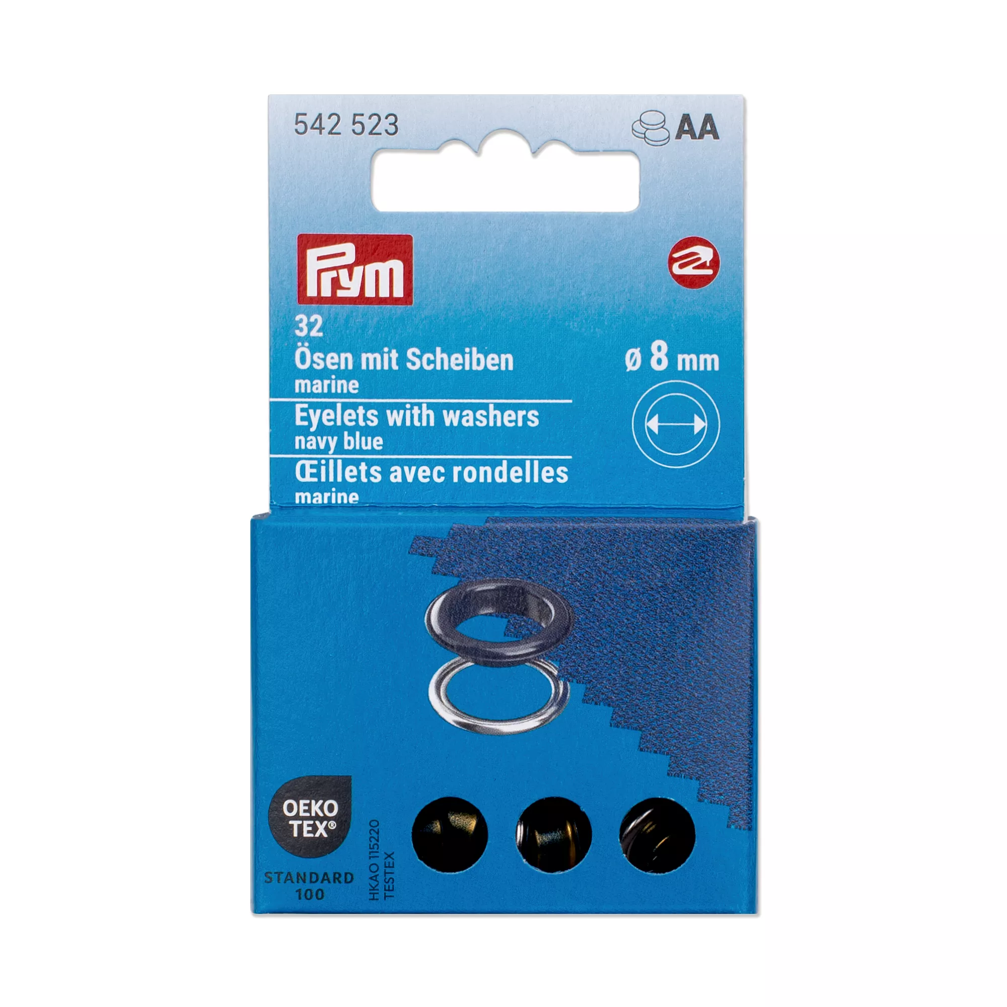 Prym Ösen mit Scheiben, marine, silber