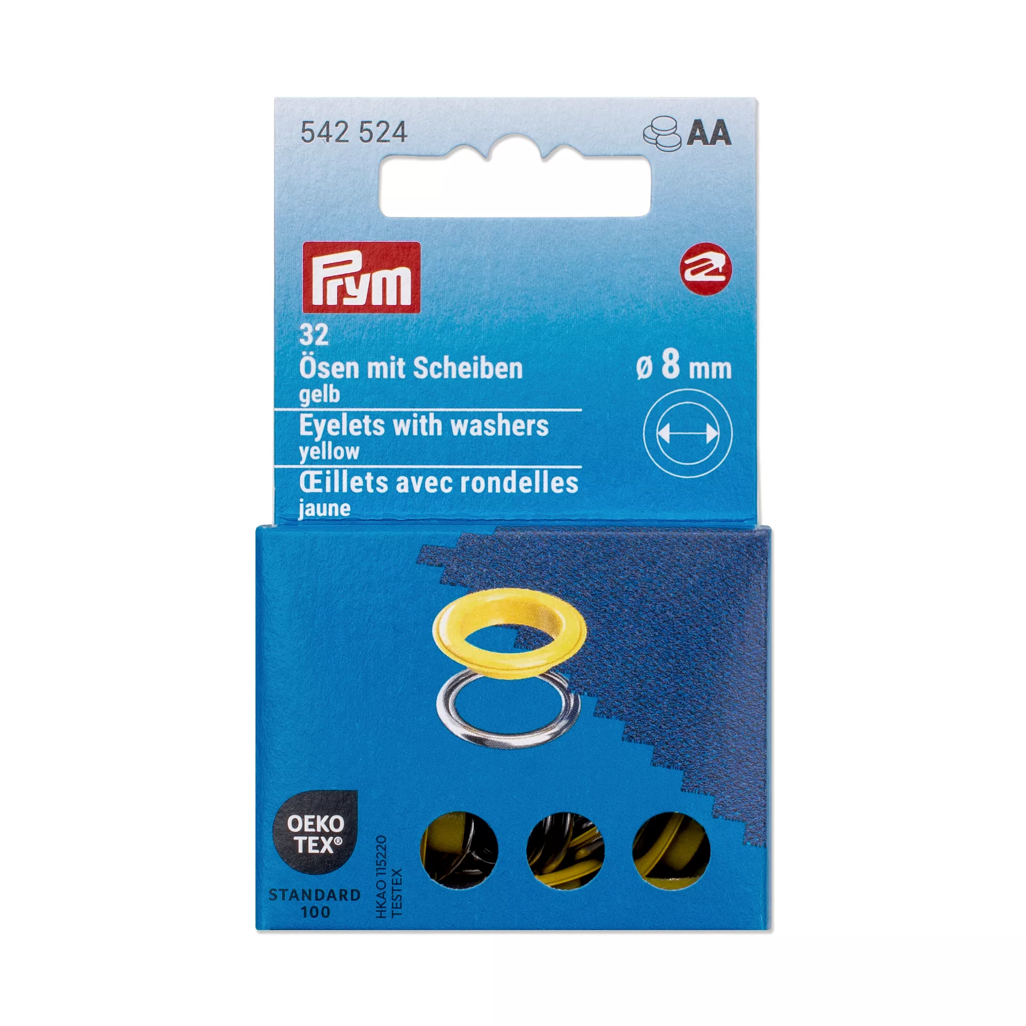 Prym Ösen mit Scheiben,  gelb, silber