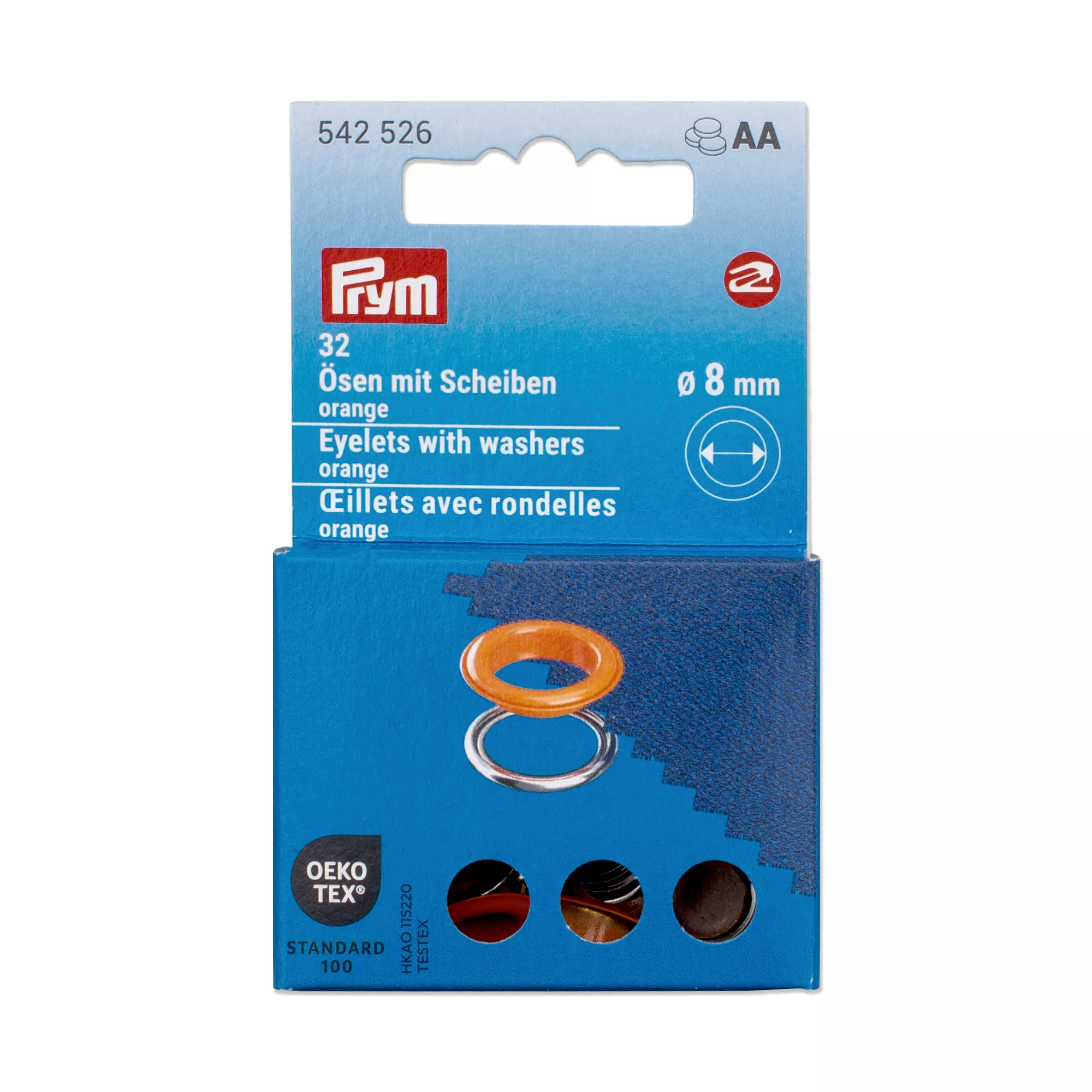 Prym Ösen mit Scheiben, orange, silber