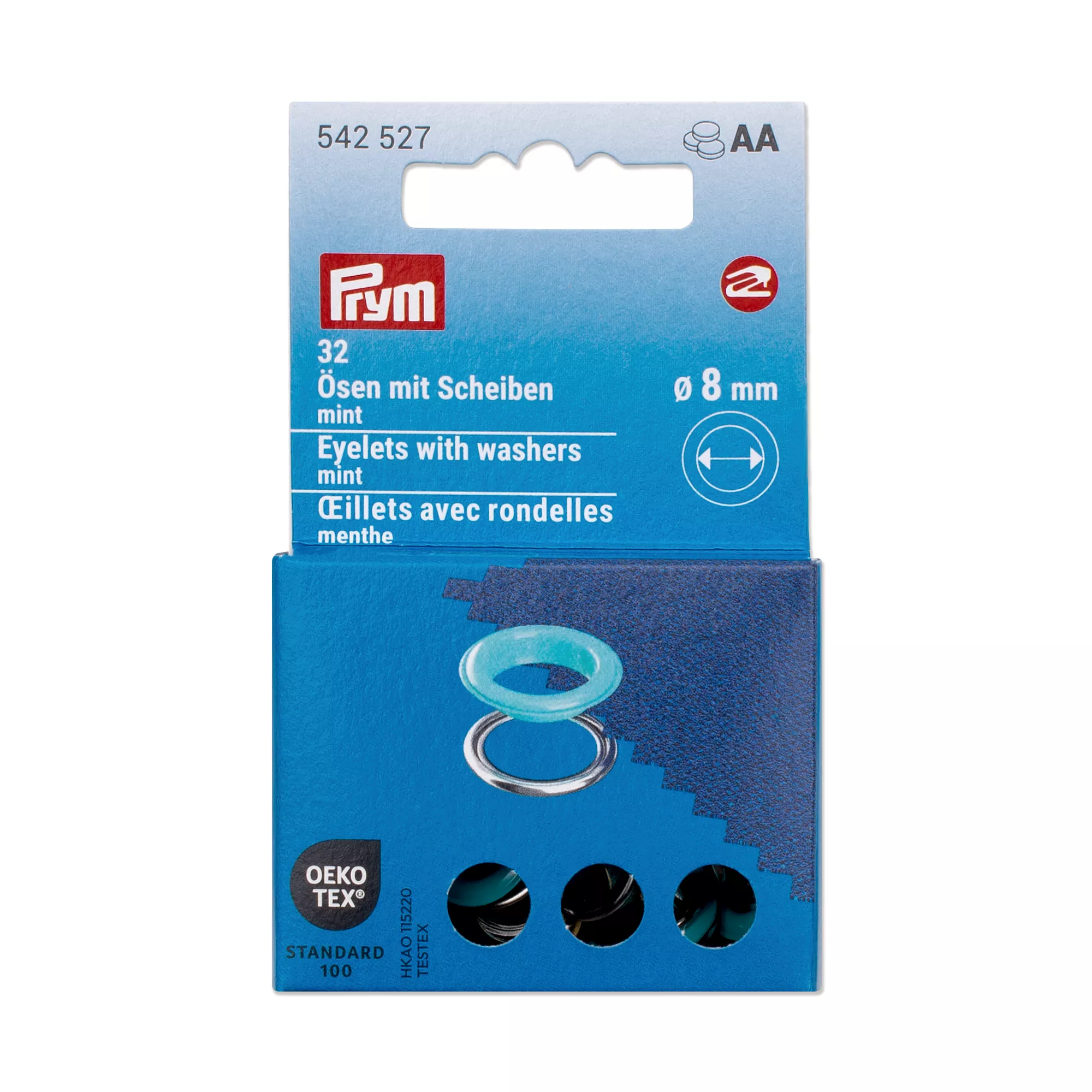 Prym Ösen mit Scheiben, mint, silber
