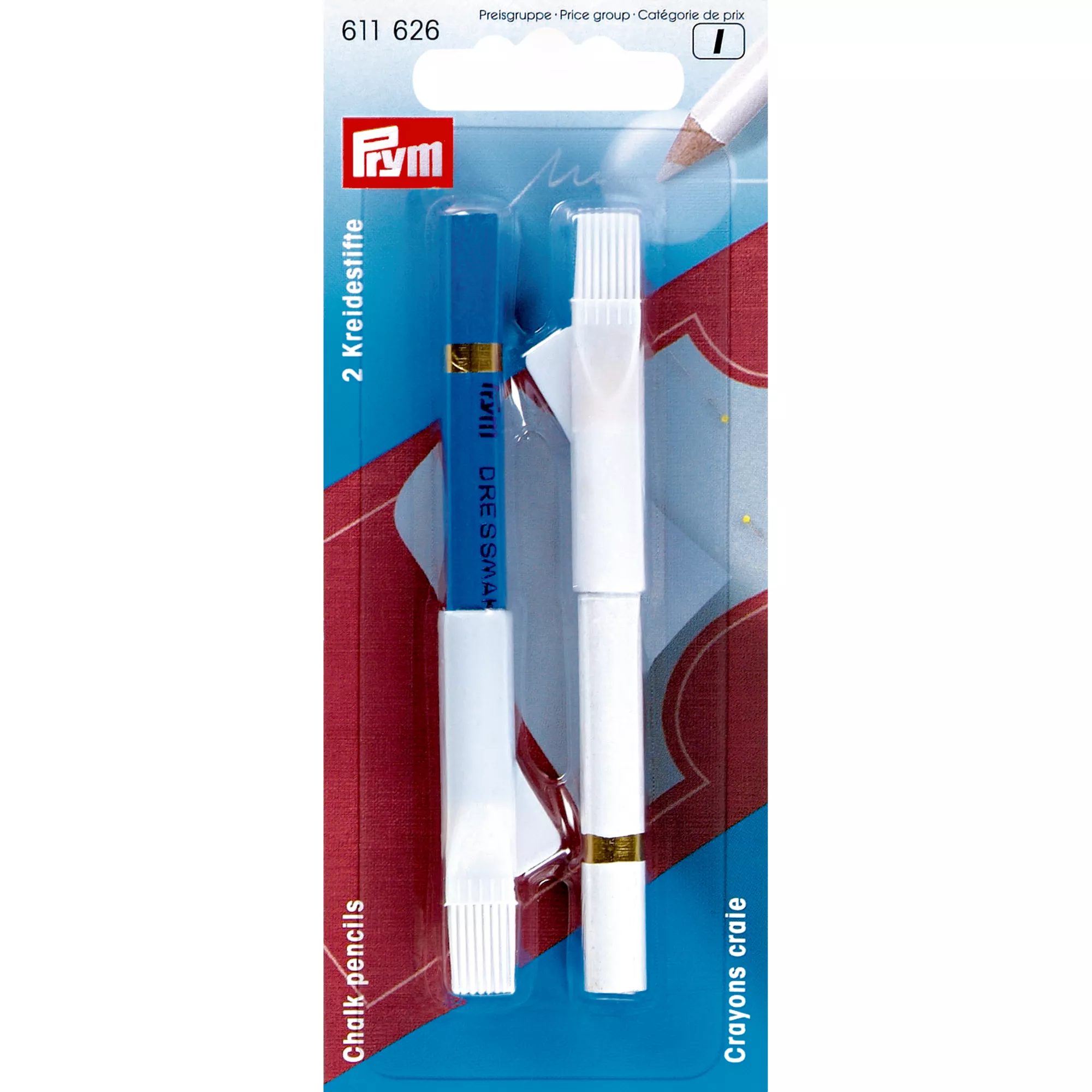 Prym Kreidestifte + Bürste, weiss/blau