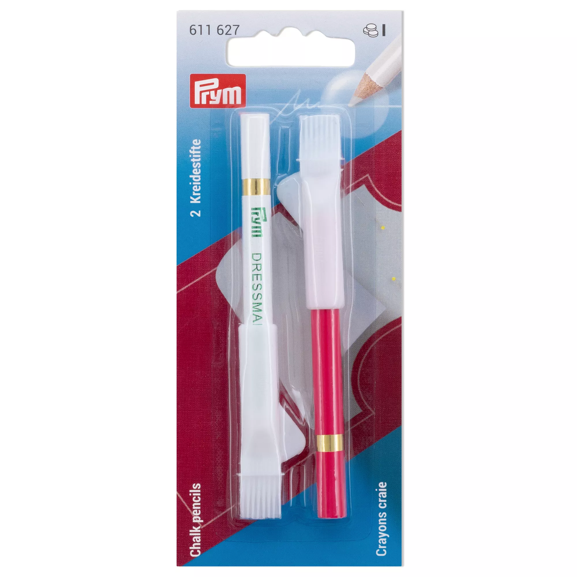Prym Kreidestifte + Bürste, weiss/rosa