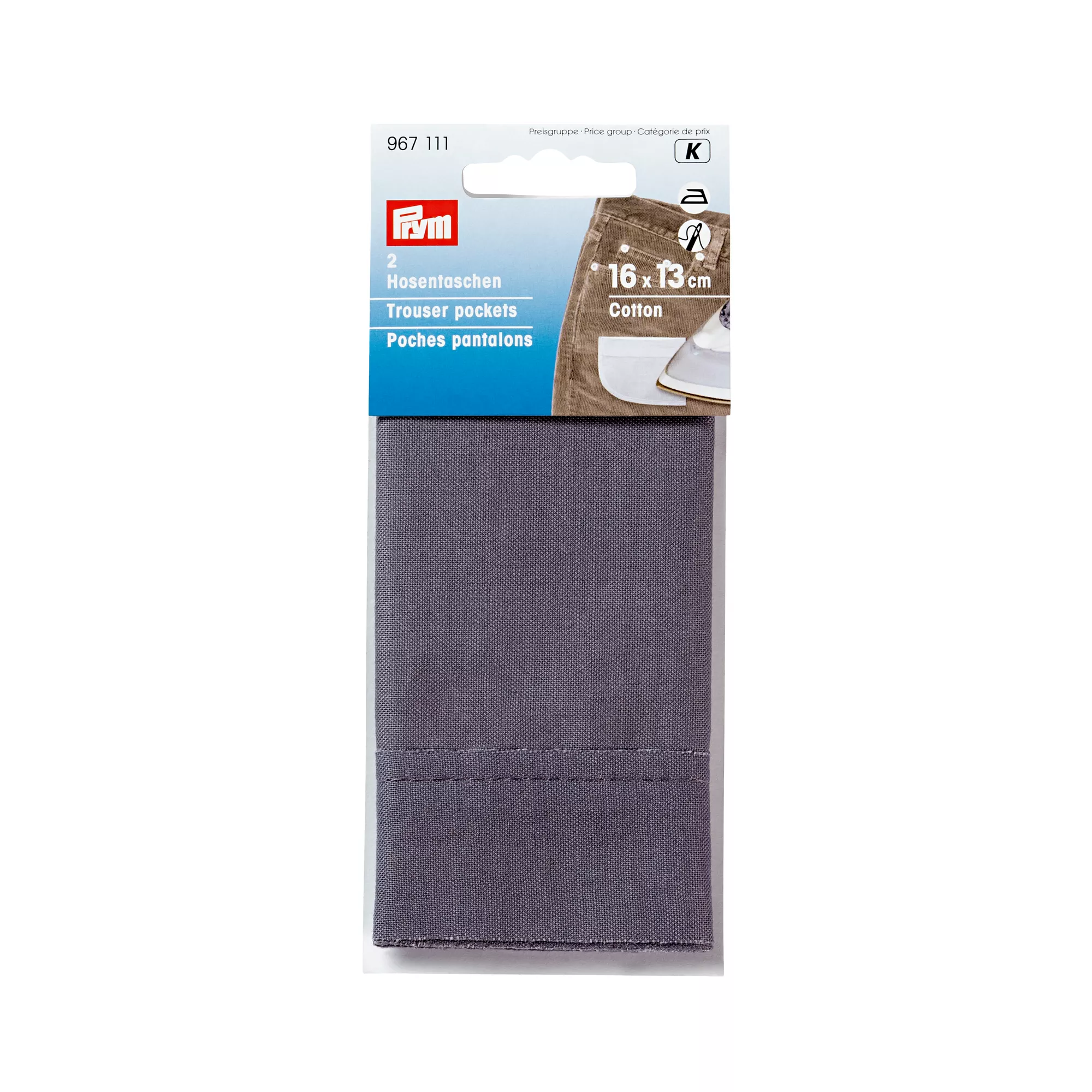 Prym Hosentaschen halb, grau