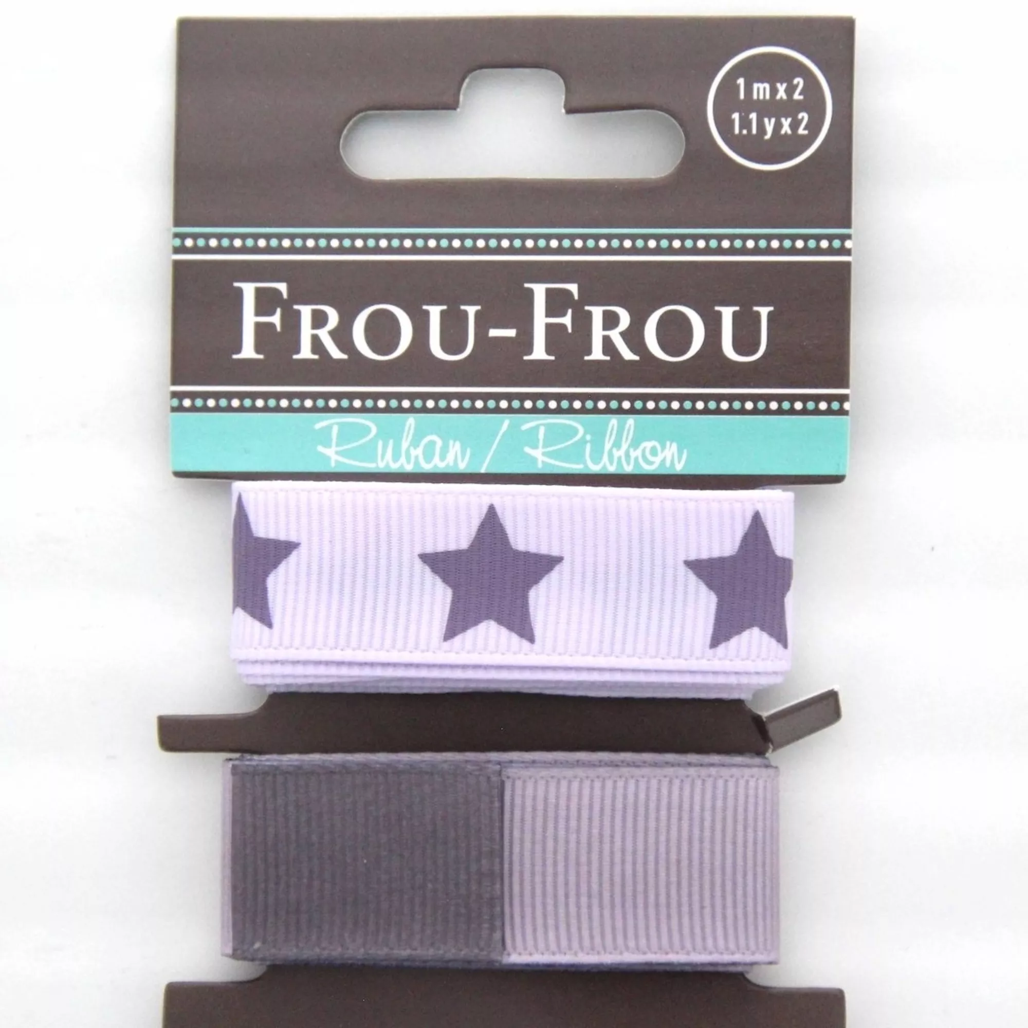 Frou-Frou Ripsband mit Sternen & Uni, lila