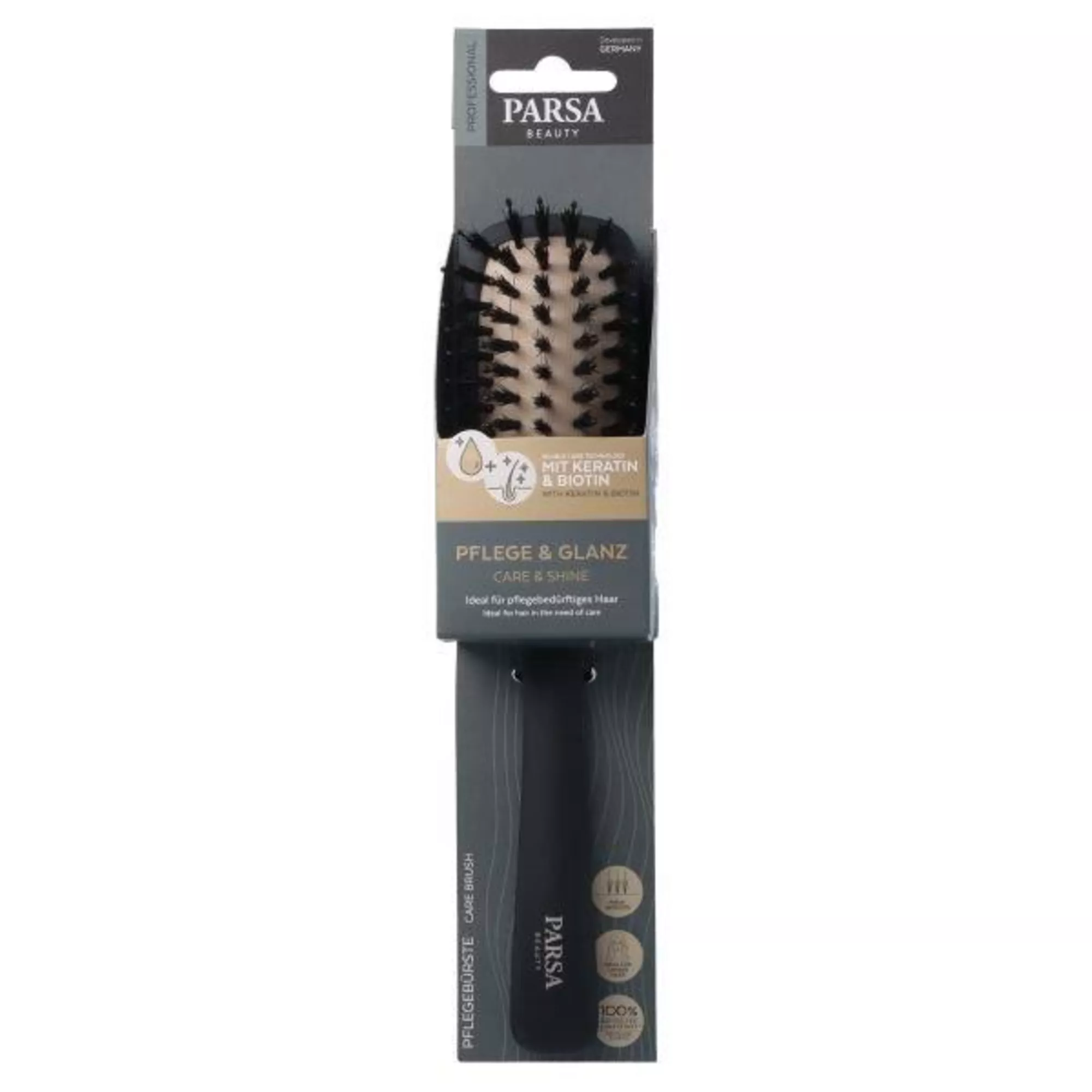 PARSA Keratin Care & Shine Bürste lang schmal, schwarz