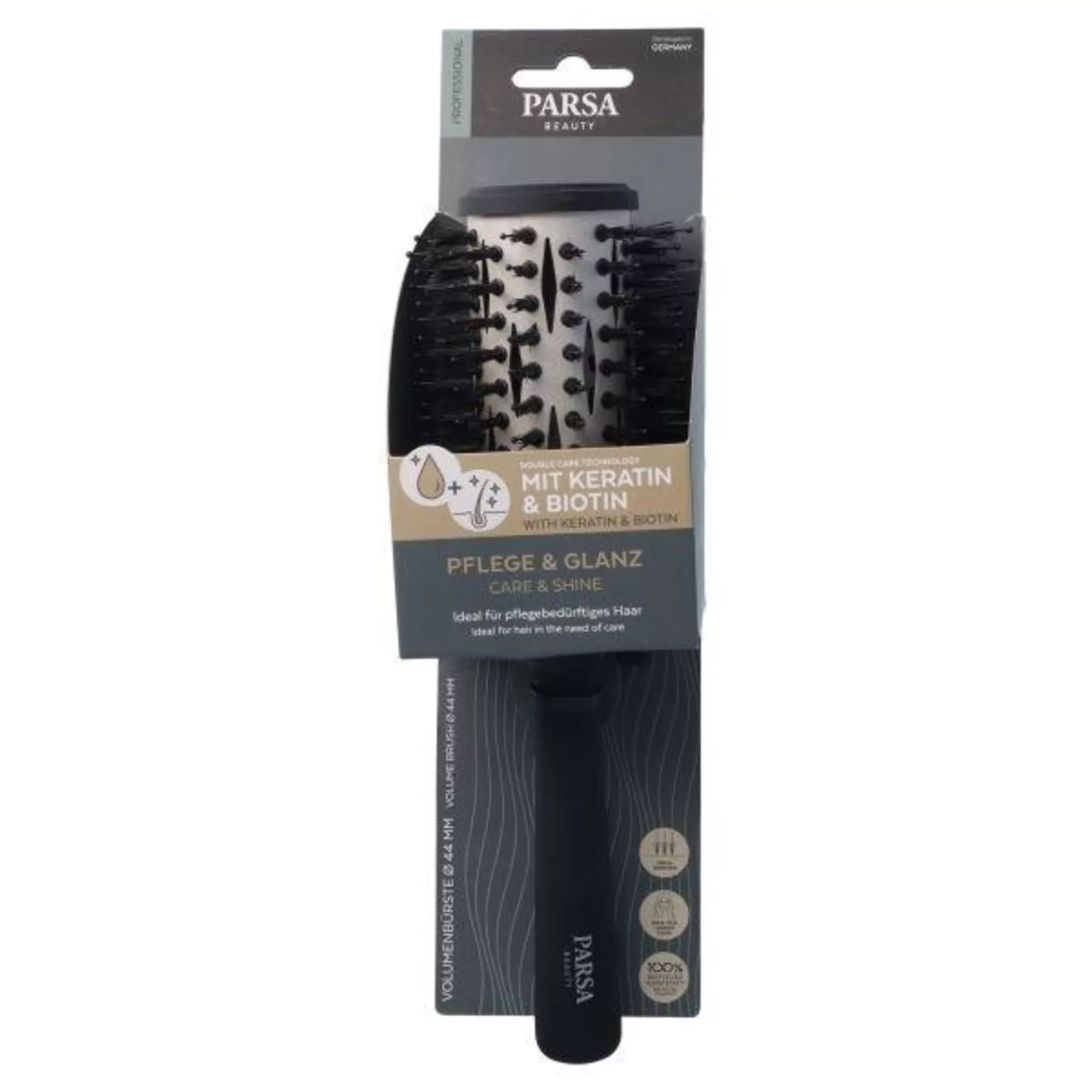 PARSA Keratin Care & Shine Rundföhnbürste, schwarz
