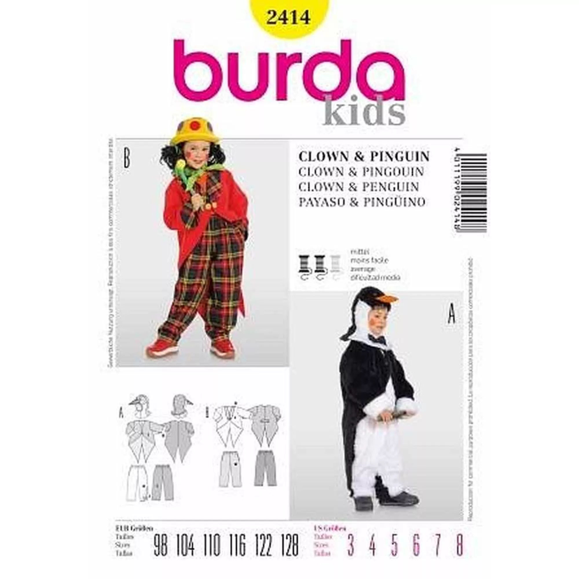 Burda Schnittmuster, Clown, Pinguin