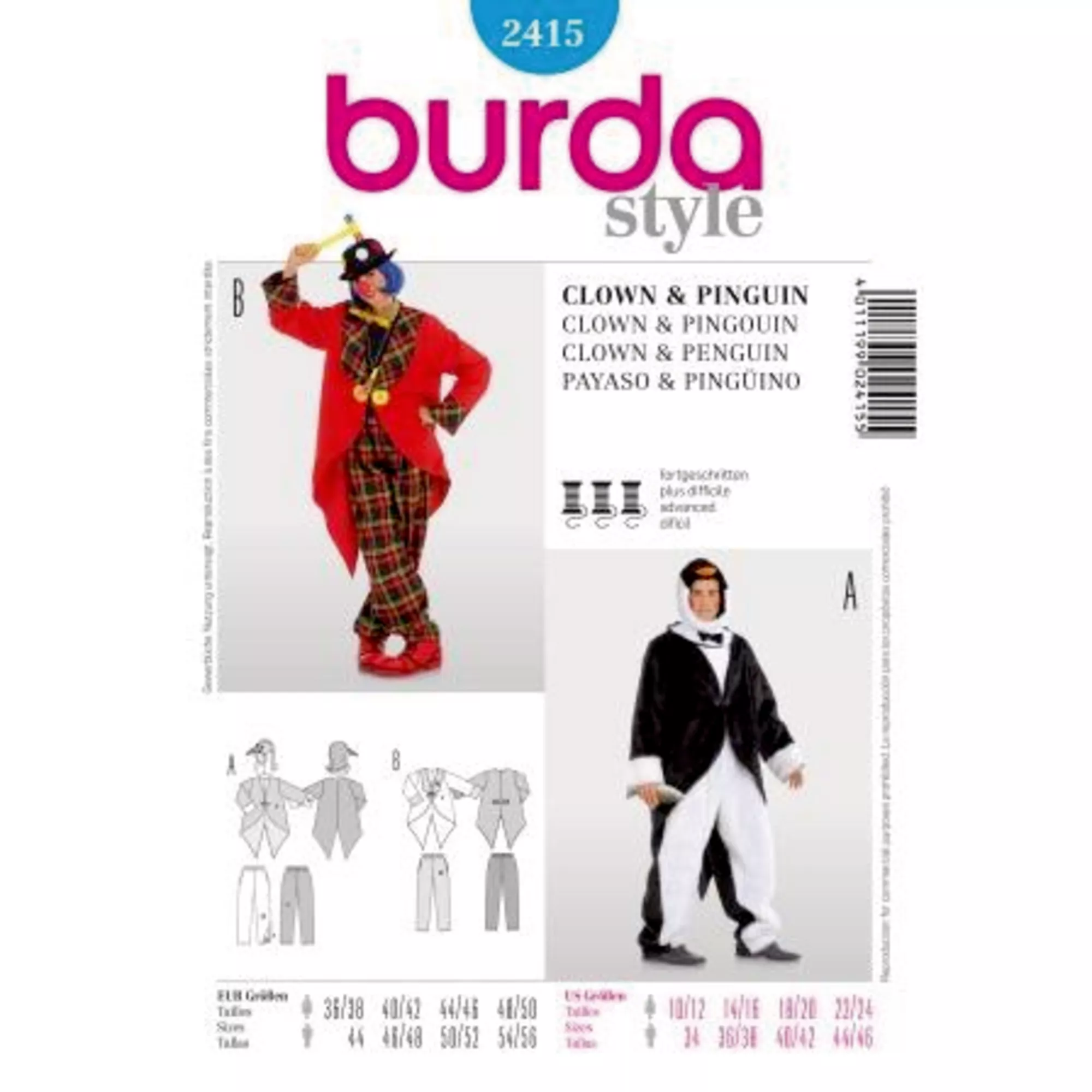 Burda Schnittmuster, Clown, Pinguin