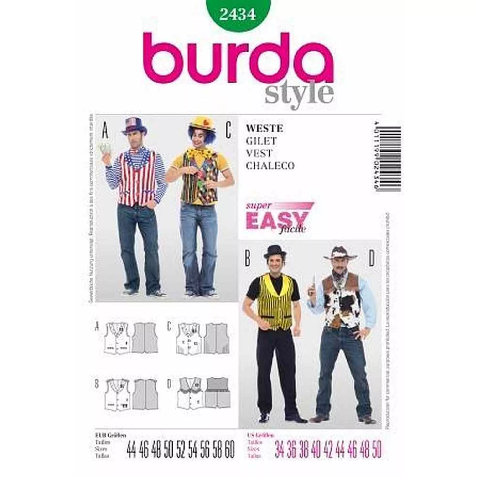 Burda Schnittmuster, Weste