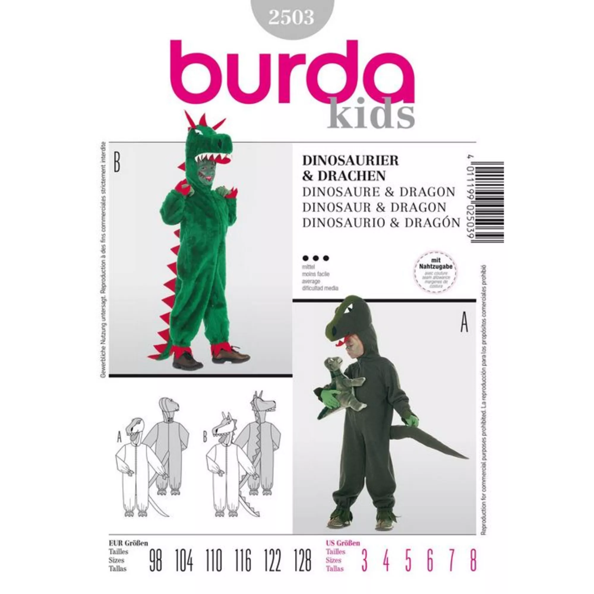 Burda Schnittmuster, Drache, Dinosaurier