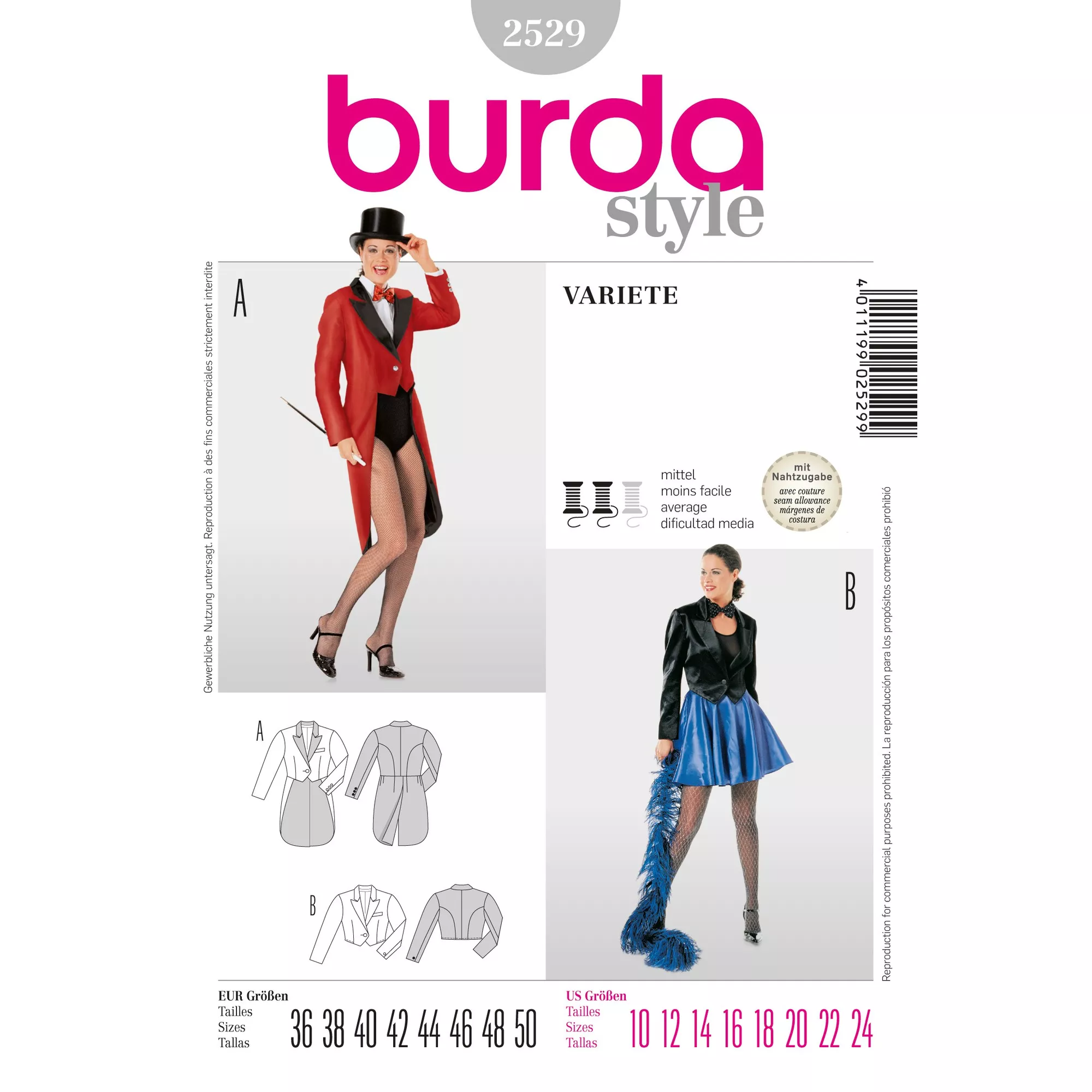 Burda Schnittmuster, Jacke Variete Frack