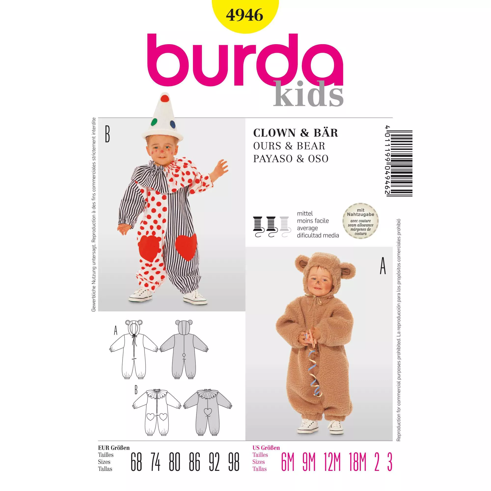 Burda Schnittmuster, Babyoverall Clown + Bär