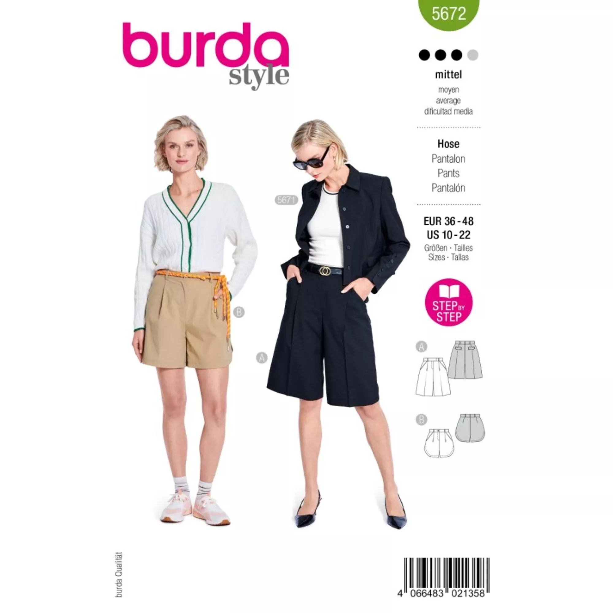 Burda Schnittmuster, Shorts