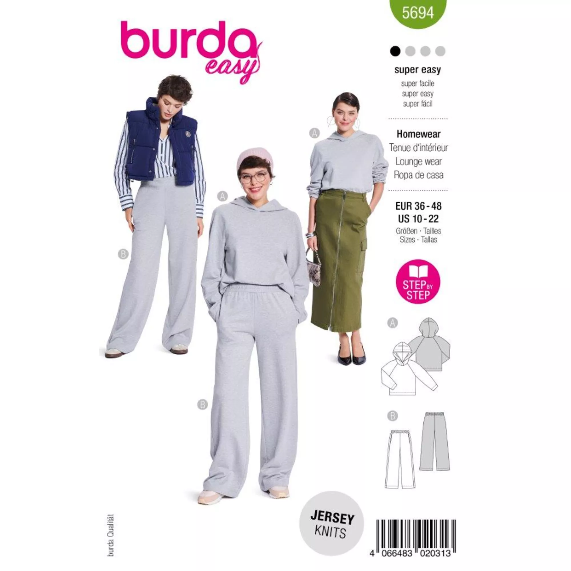 Burda Schnittmuster, Hoodie mit Kaputze