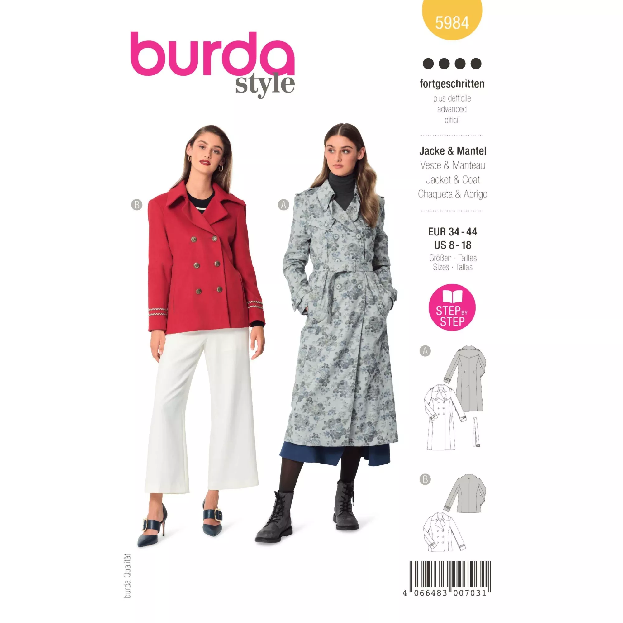 Burda Schnittmuster, Kaban-Jacke & Trenchcoat