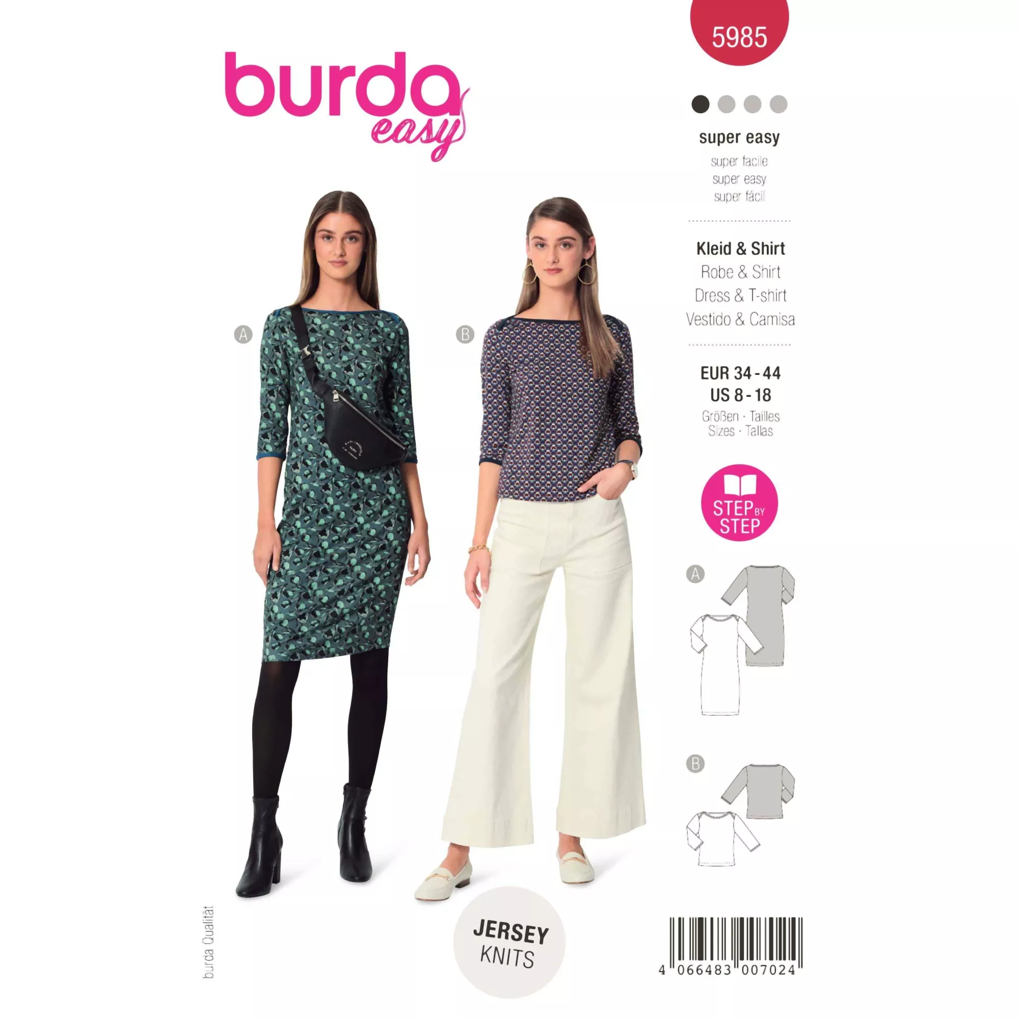 Burda Schnittmuster, Kleid & Shirt – U-Boot-Ausschnitt