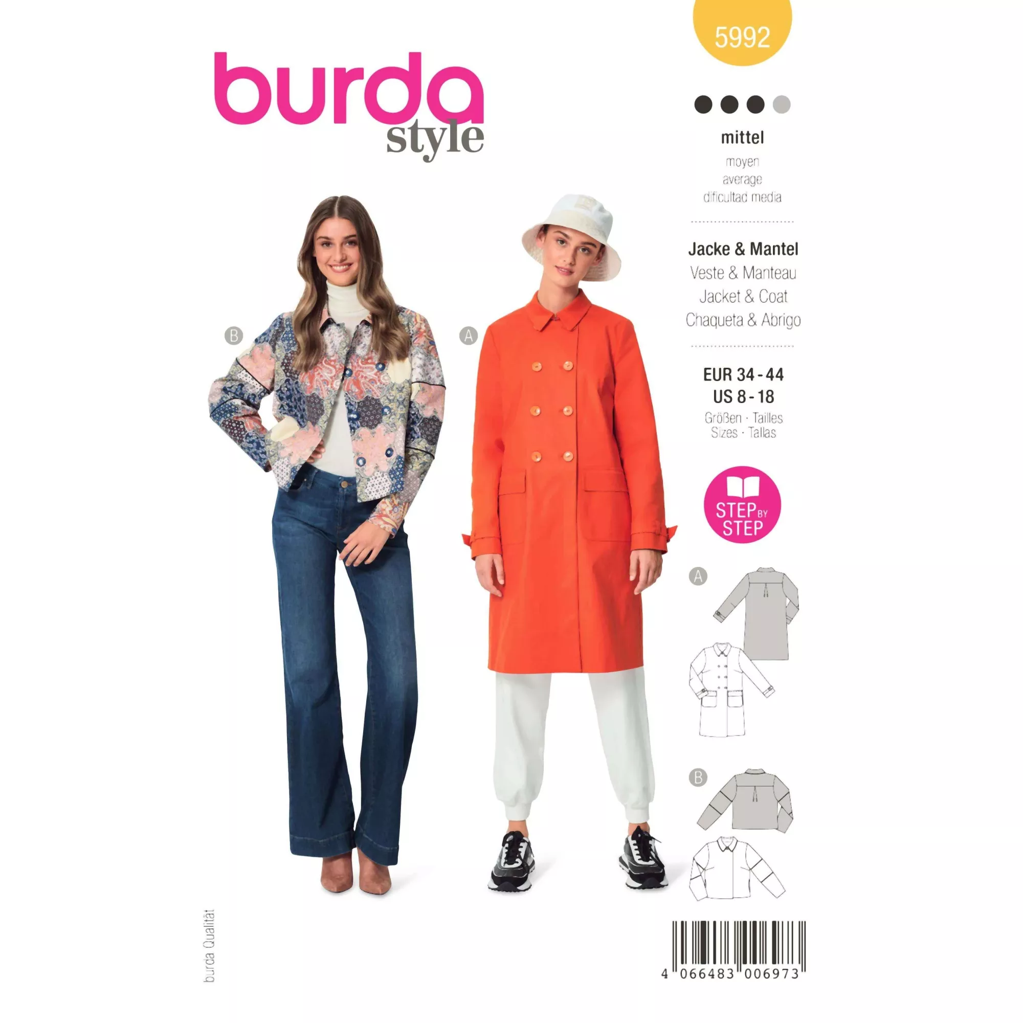Burda Schnittmuster, Jacke & Mantel – doppelreihig geknöpft