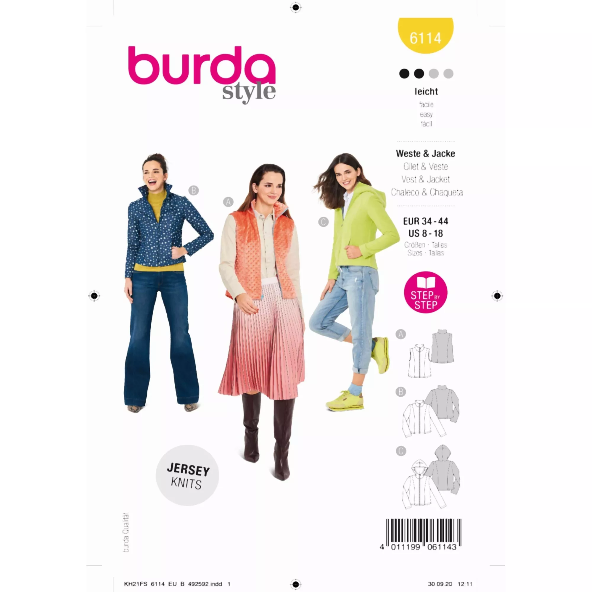 Burda Schnittmuster, Weste, Jacke