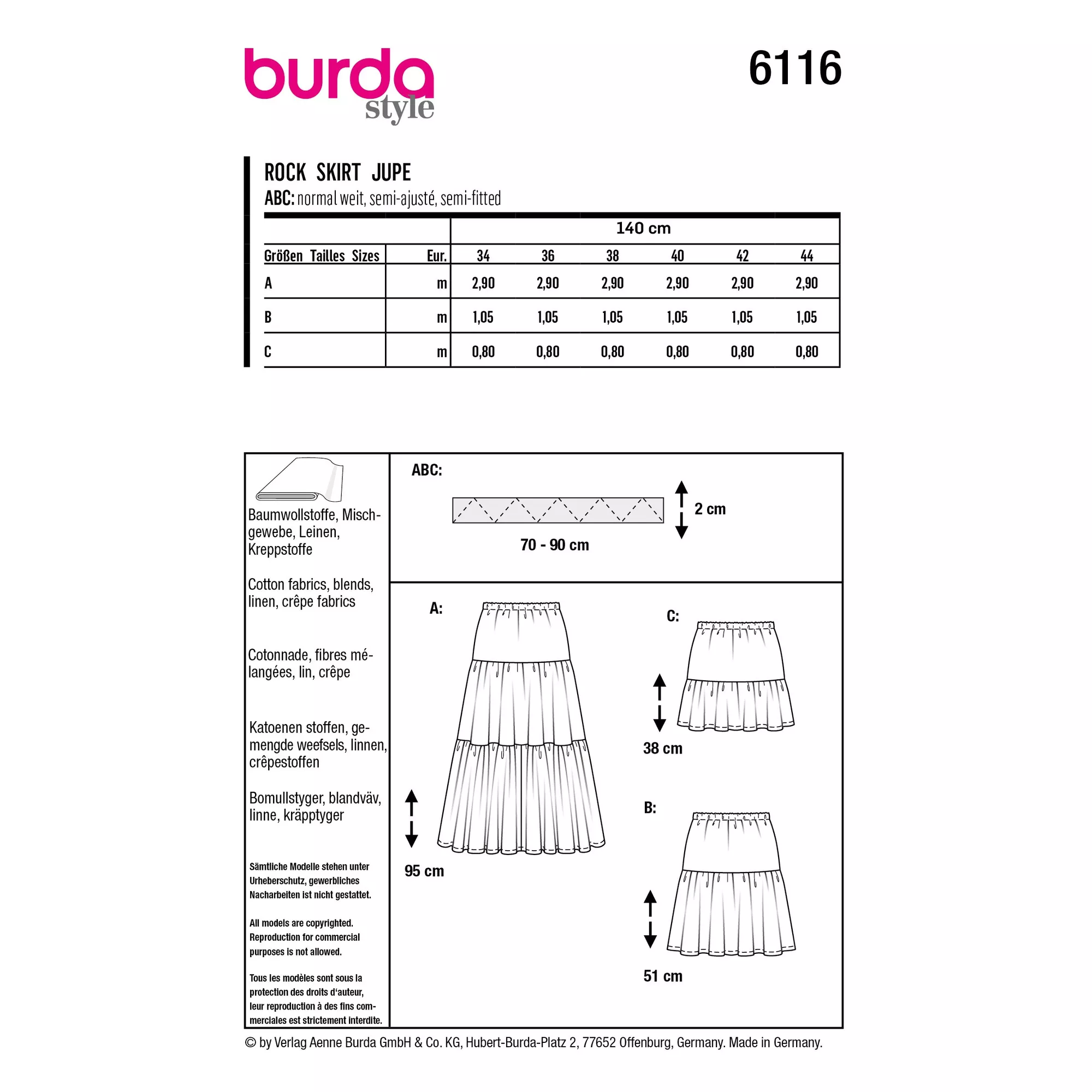 Burda Schnittmuster, Rock