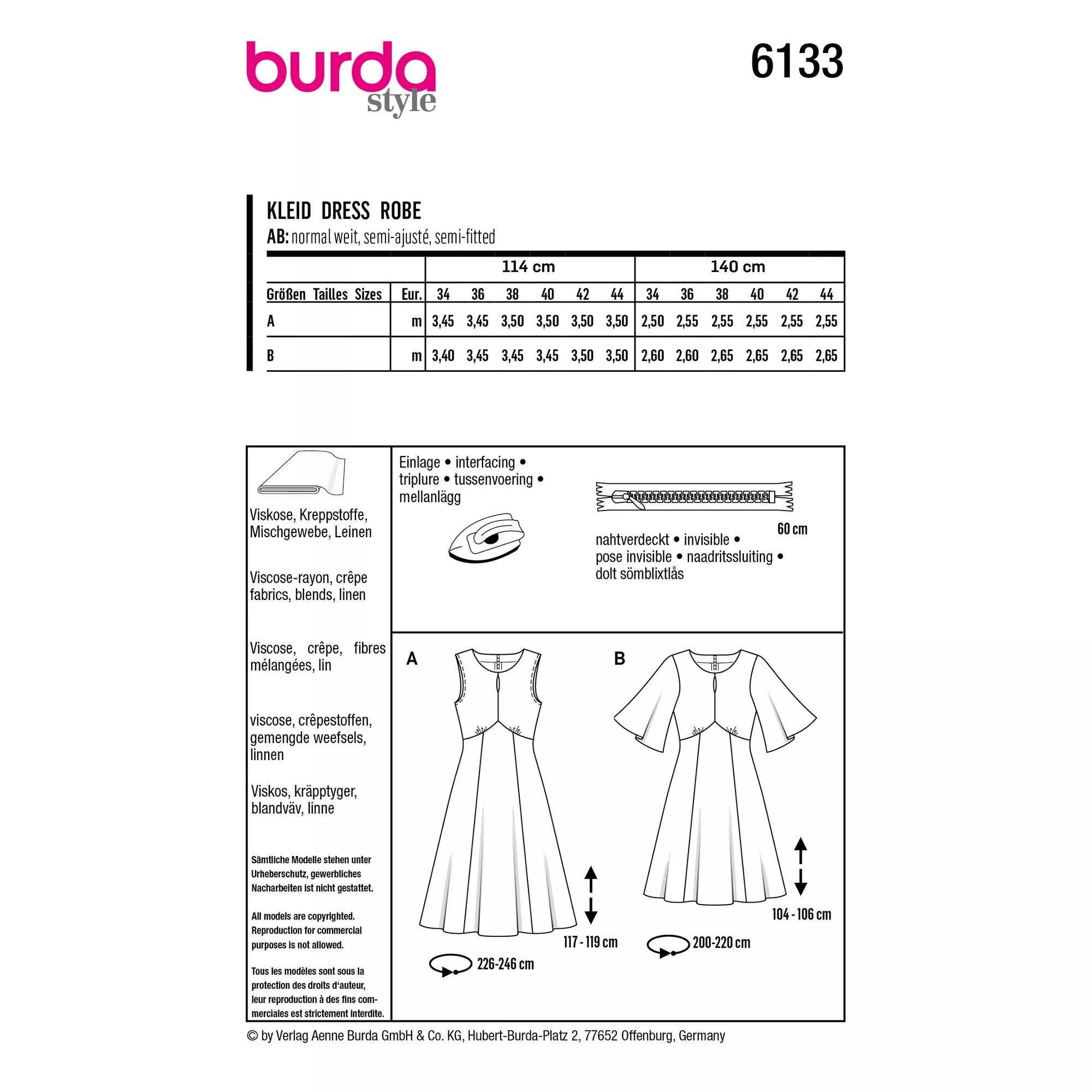 Burda Schnittmuster, Kleid