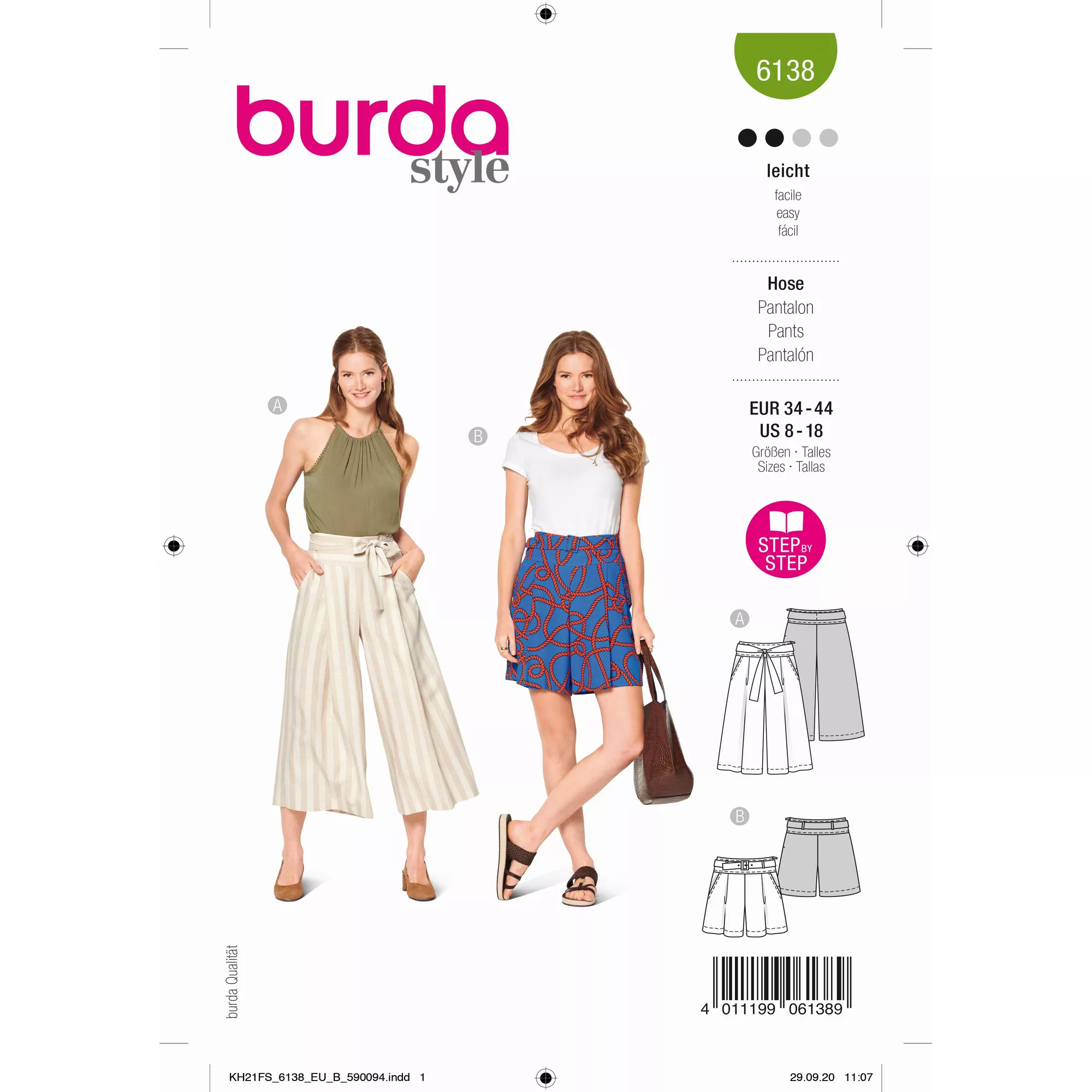 Burda Schnittmuster, Culotte, Hose