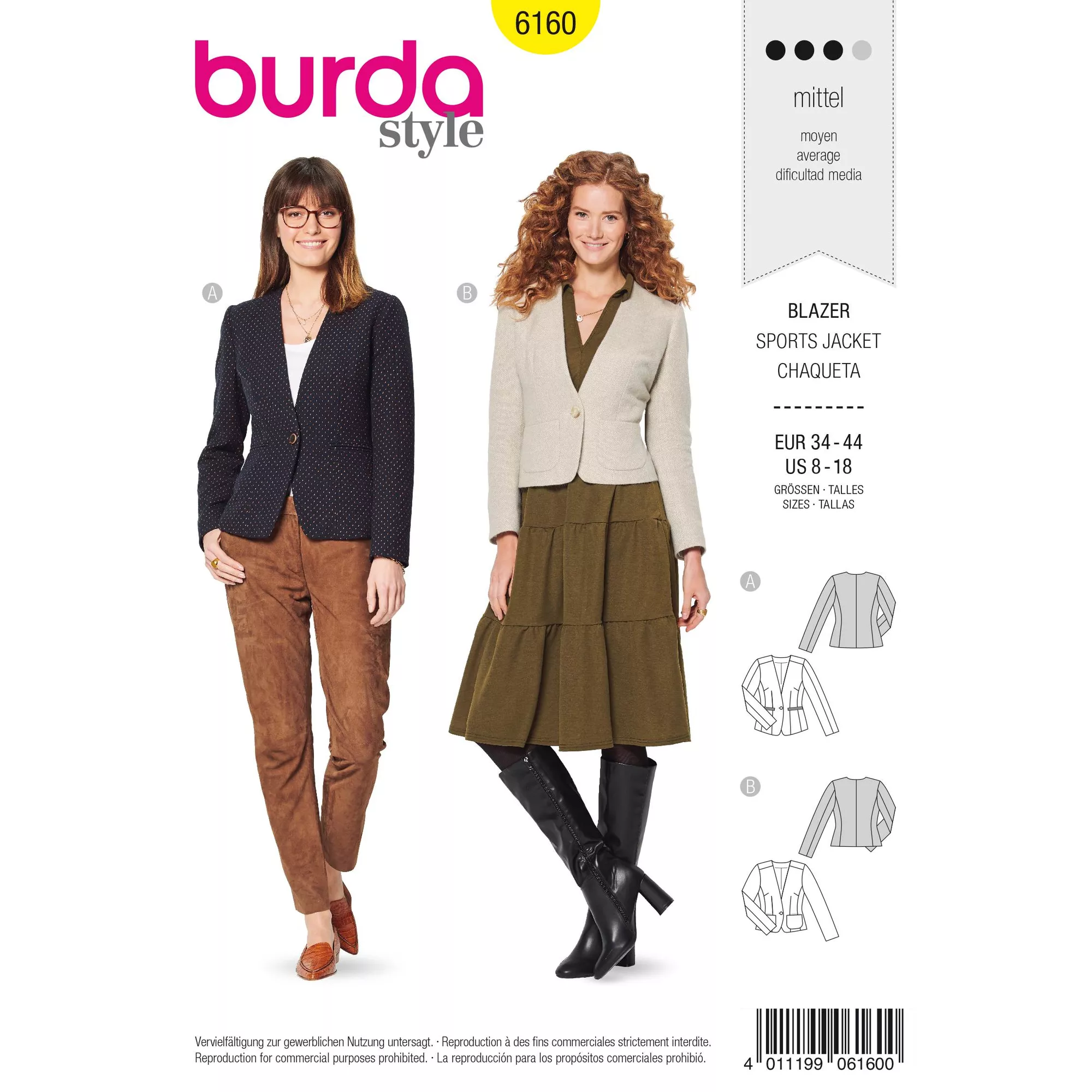 Burda Schnittmuster, Jacke Ð Blazer