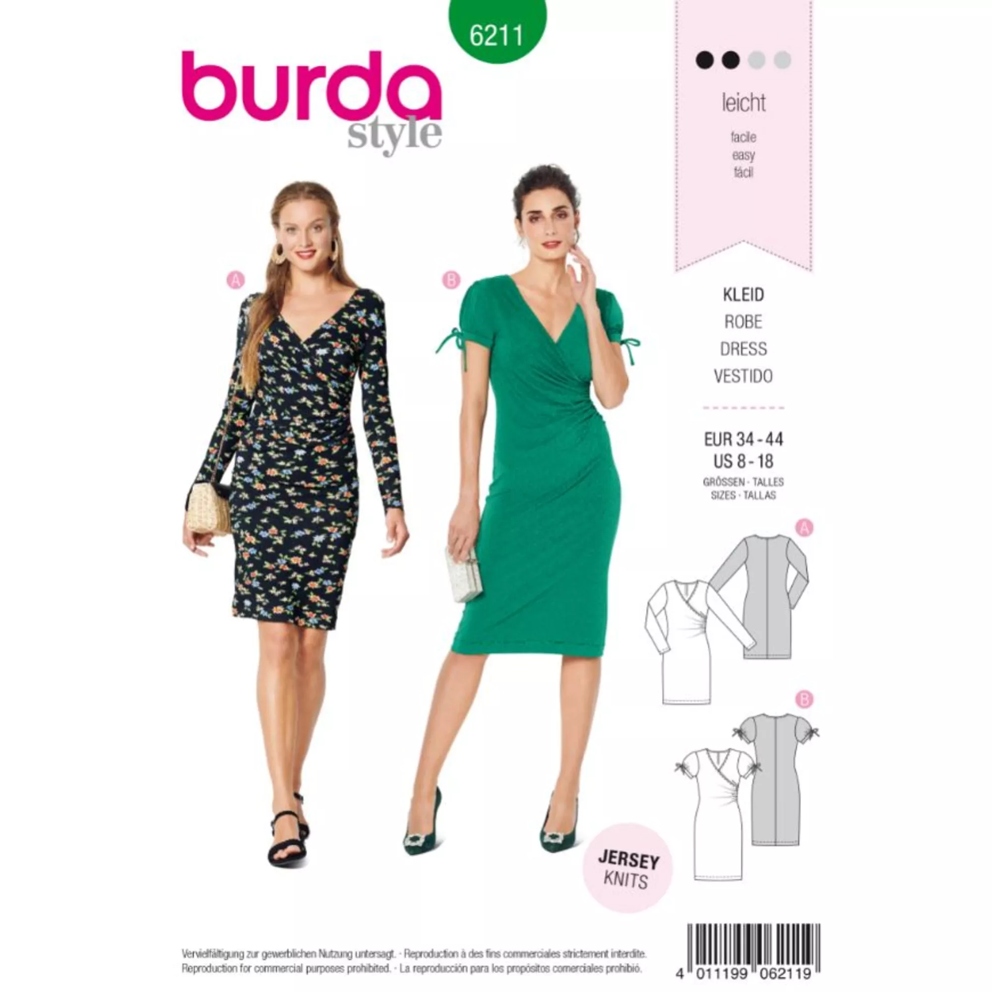 Burda Schnittmuster, Kleid in Wickeloptik