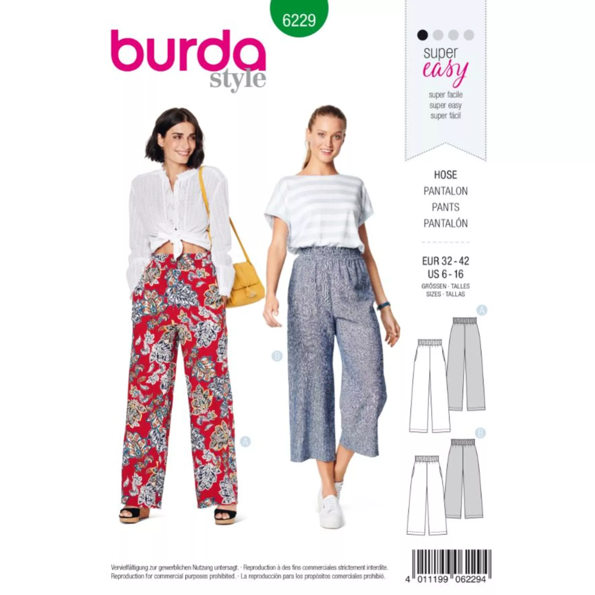 Burda Schnittmuster, Hose mit Gummizug
