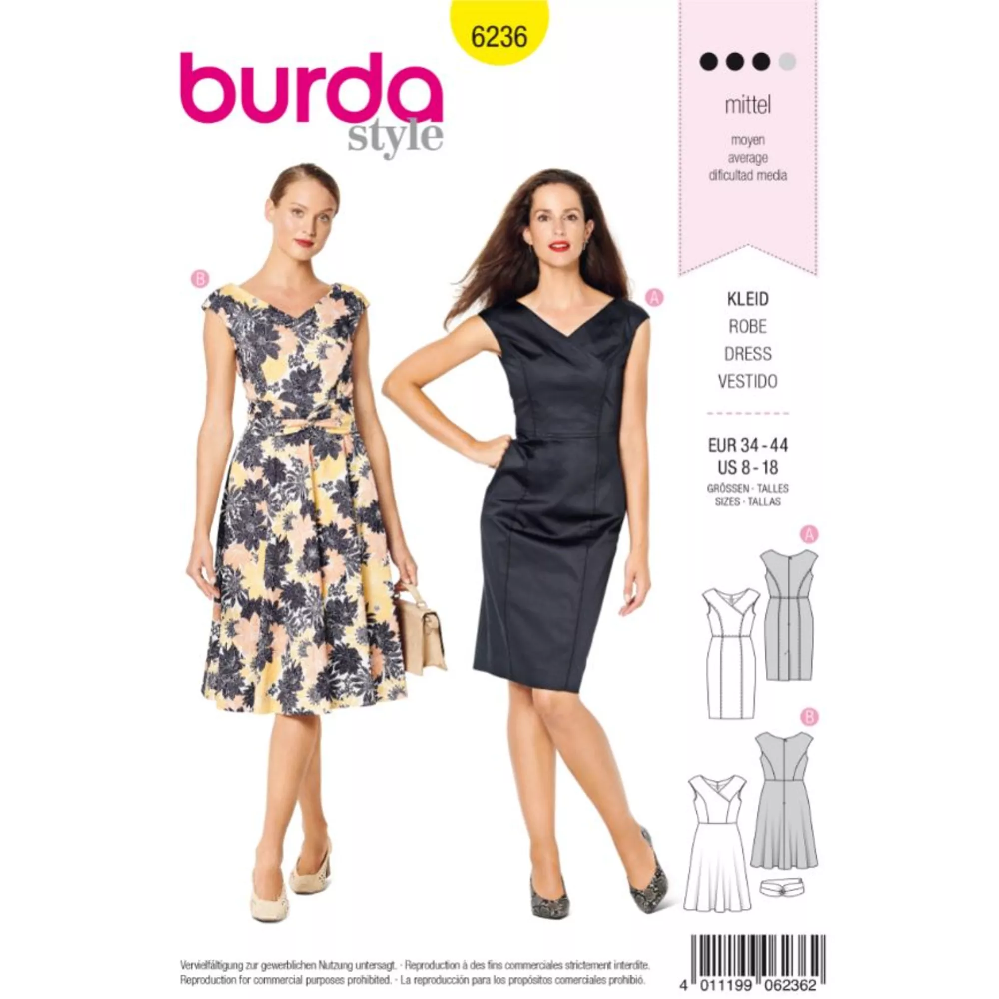 Burda Schnittmuster, Kleid mit Wickeleffekt