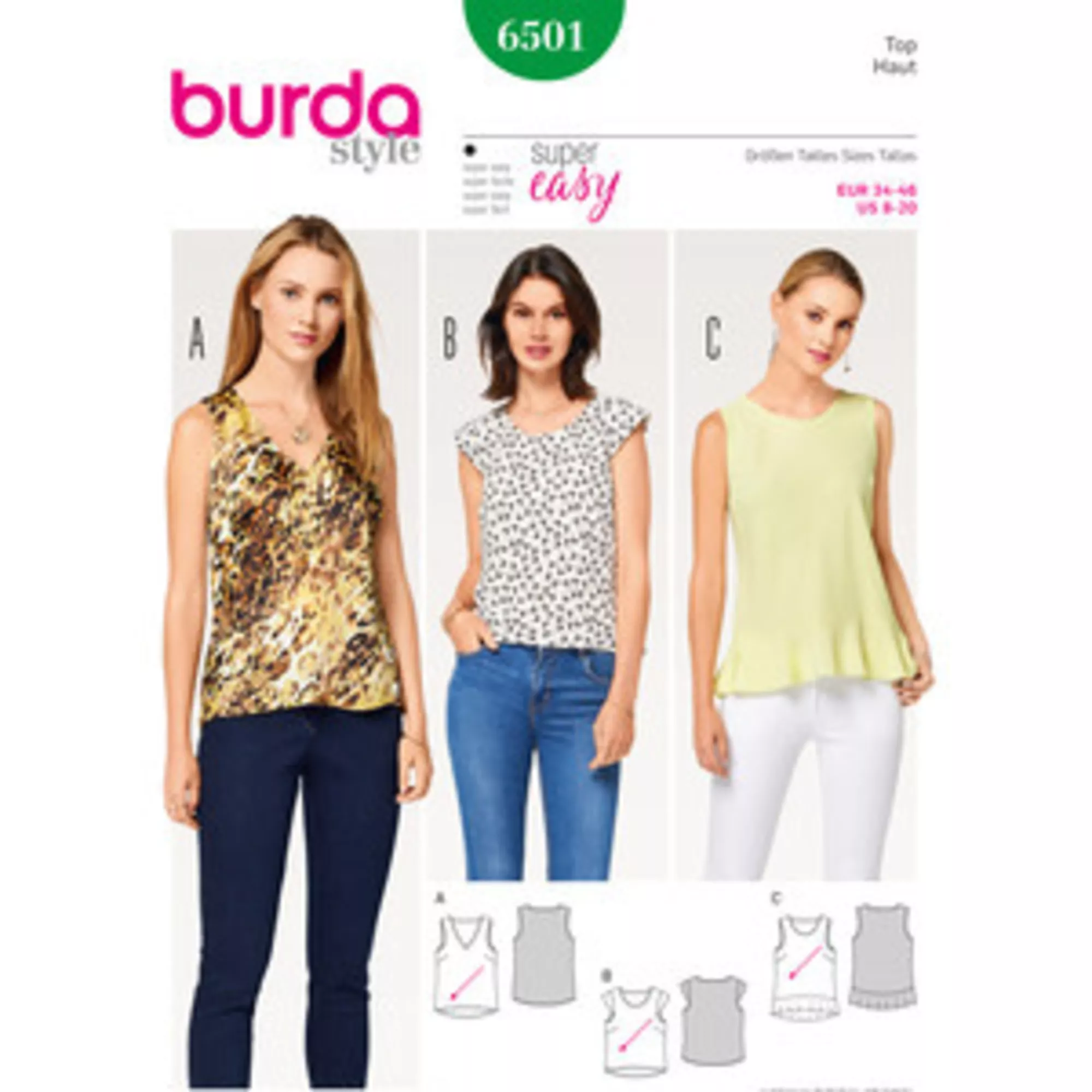 Burda Schnittmuster, Top, V-Ausschnitt