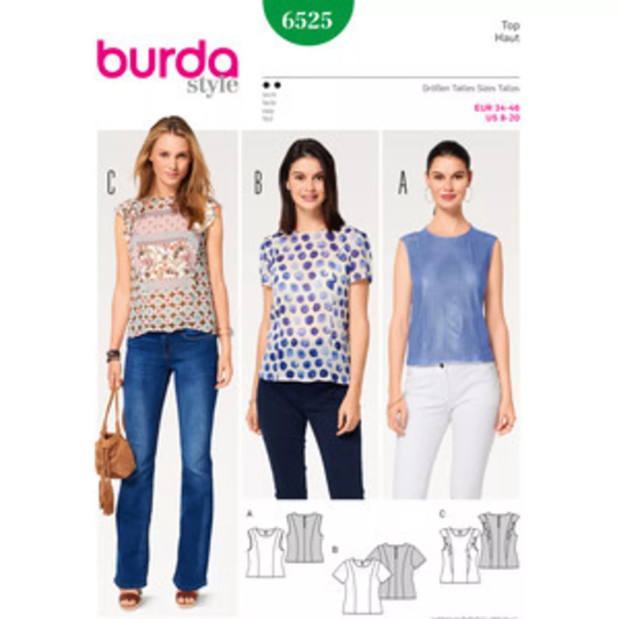 Burda Schnittmuster, Top + Bluse, Teilungsnähte
