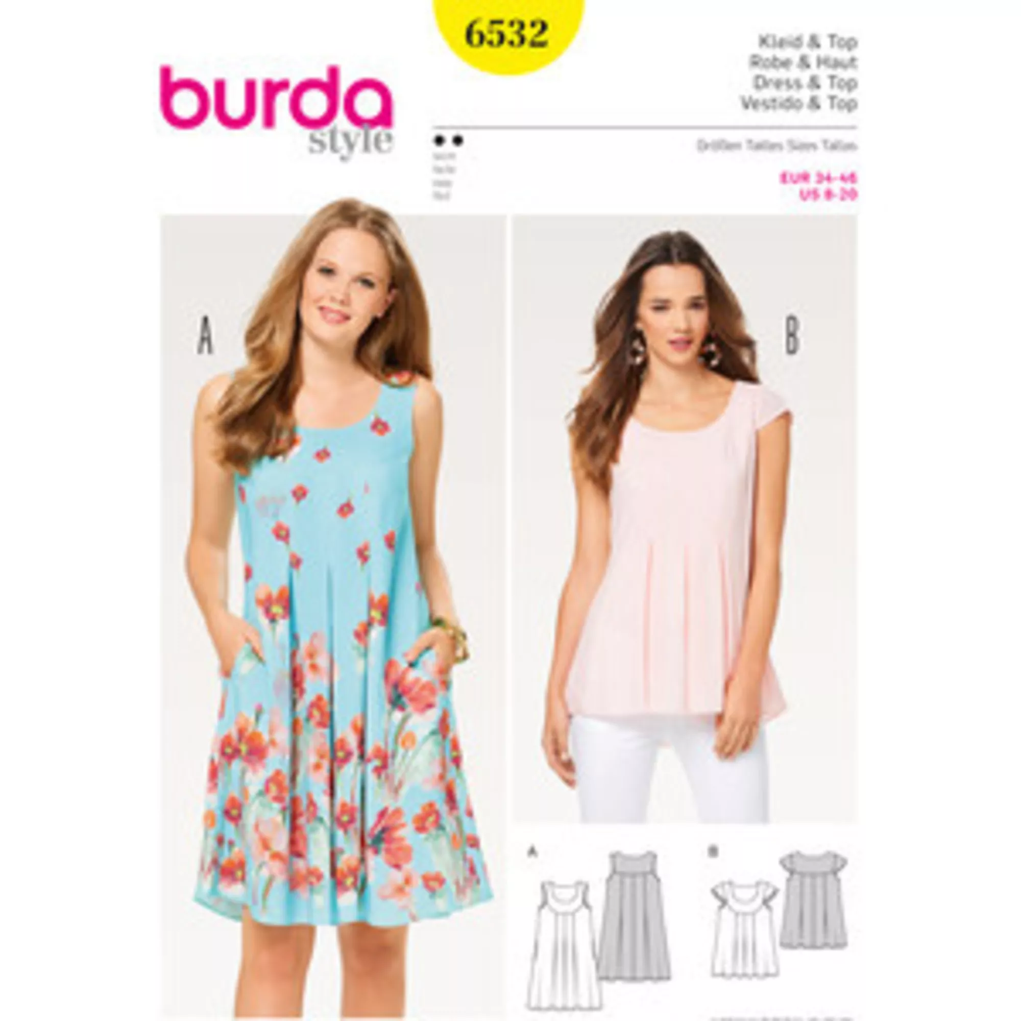 Burda Schnittmuster, Hängerkleid, Top Passe
