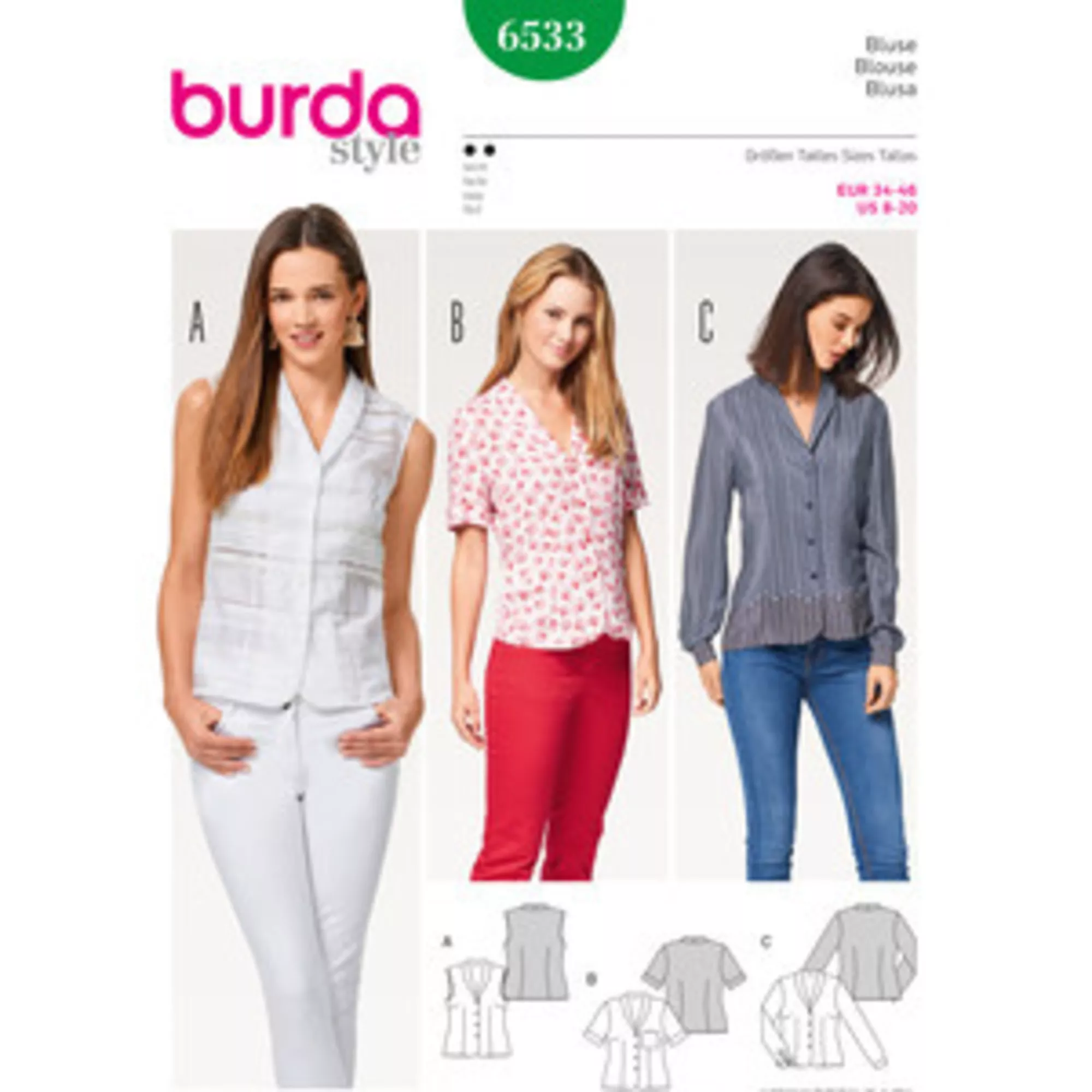 Burda Schnittmuster, Bluse, Schalkragen