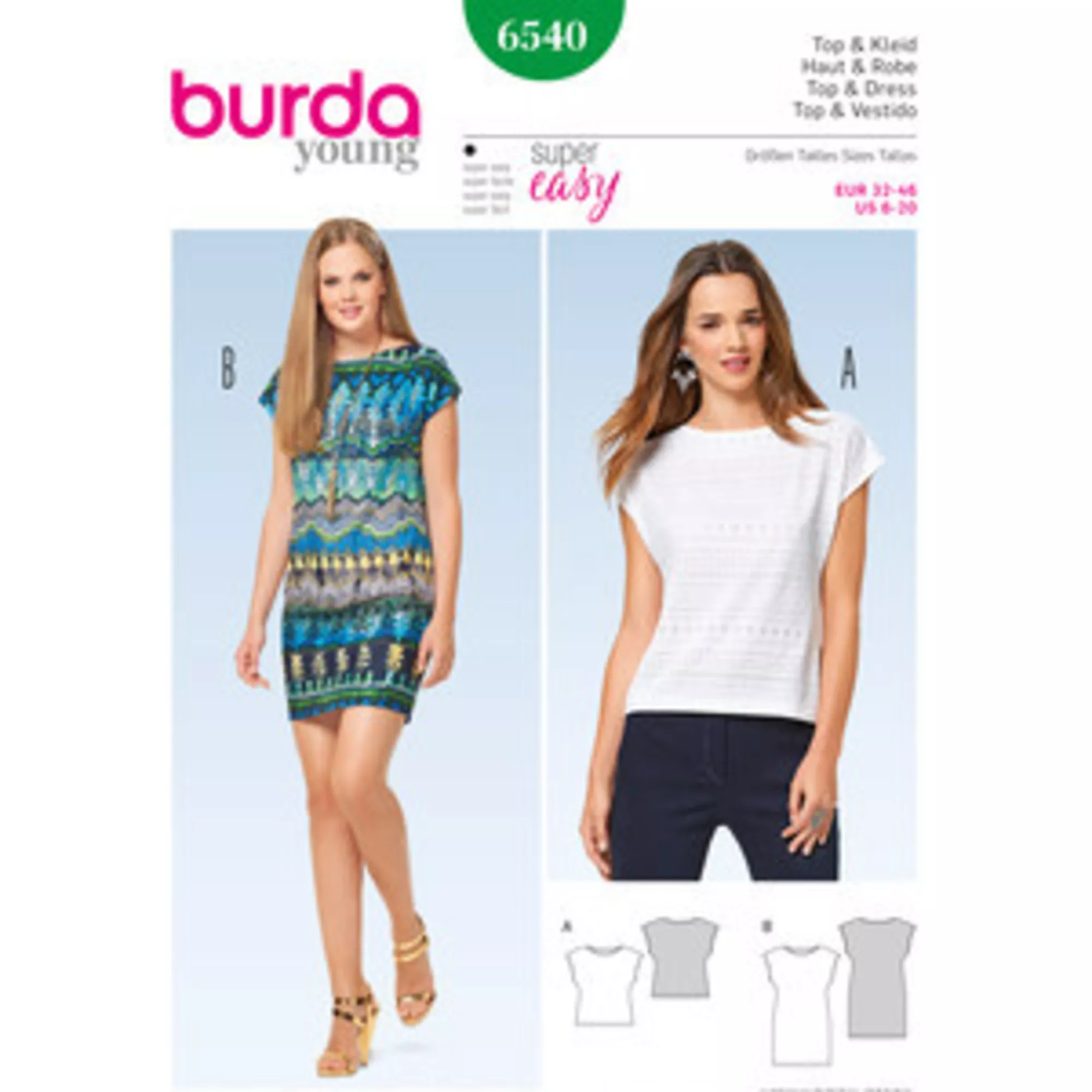 Burda Schnittmuster, Top Kleid, ärmellos