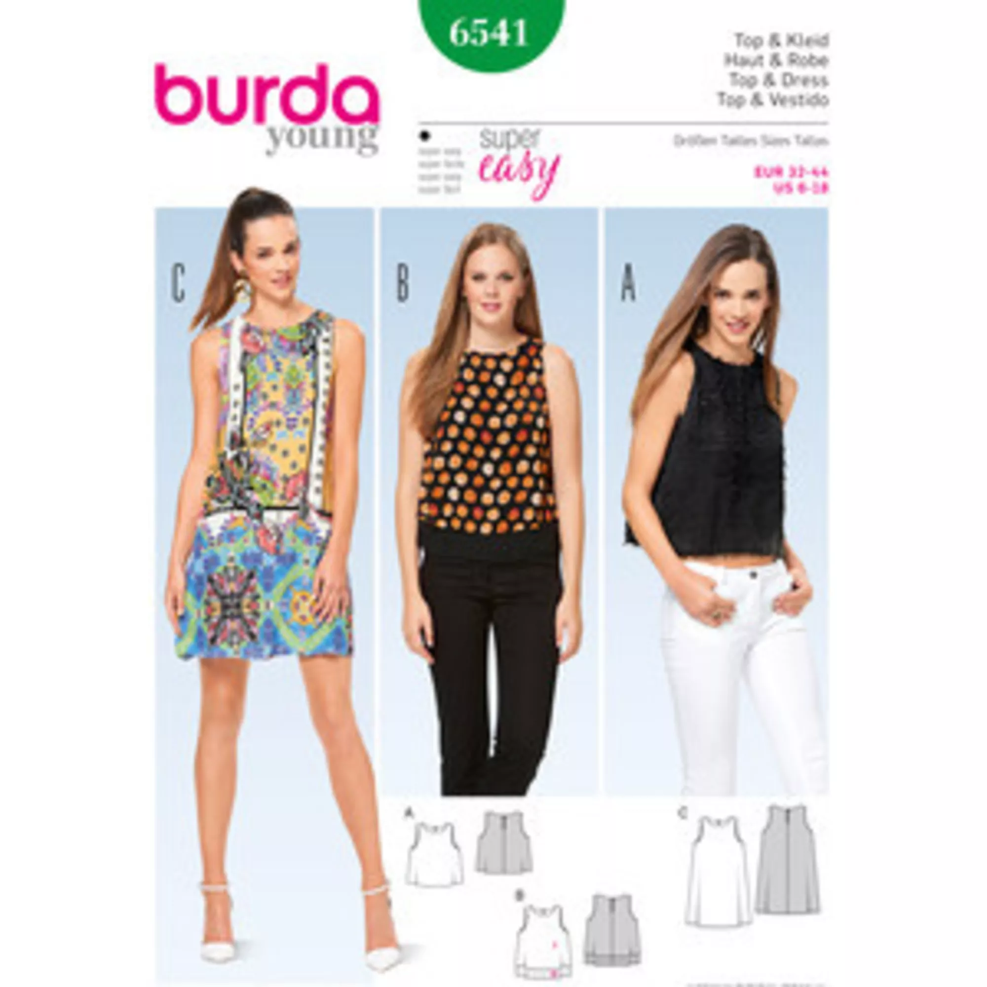 Burda Schnittmuster, Top Kleid, ärmellos