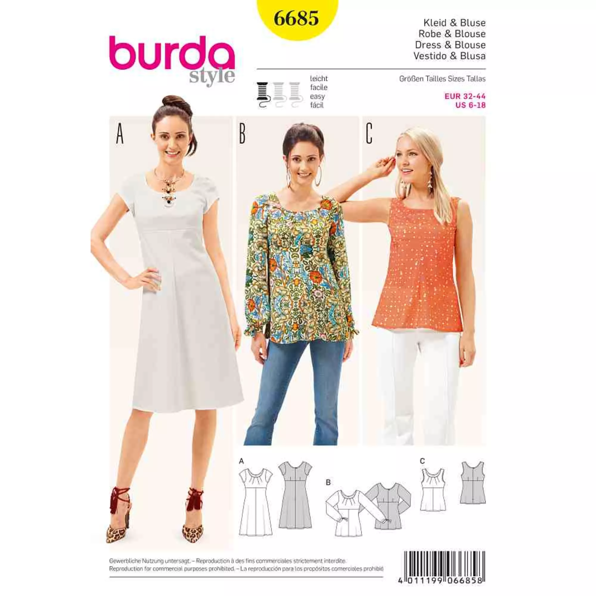 Burda Schnittmuster, Kleid, Bluse