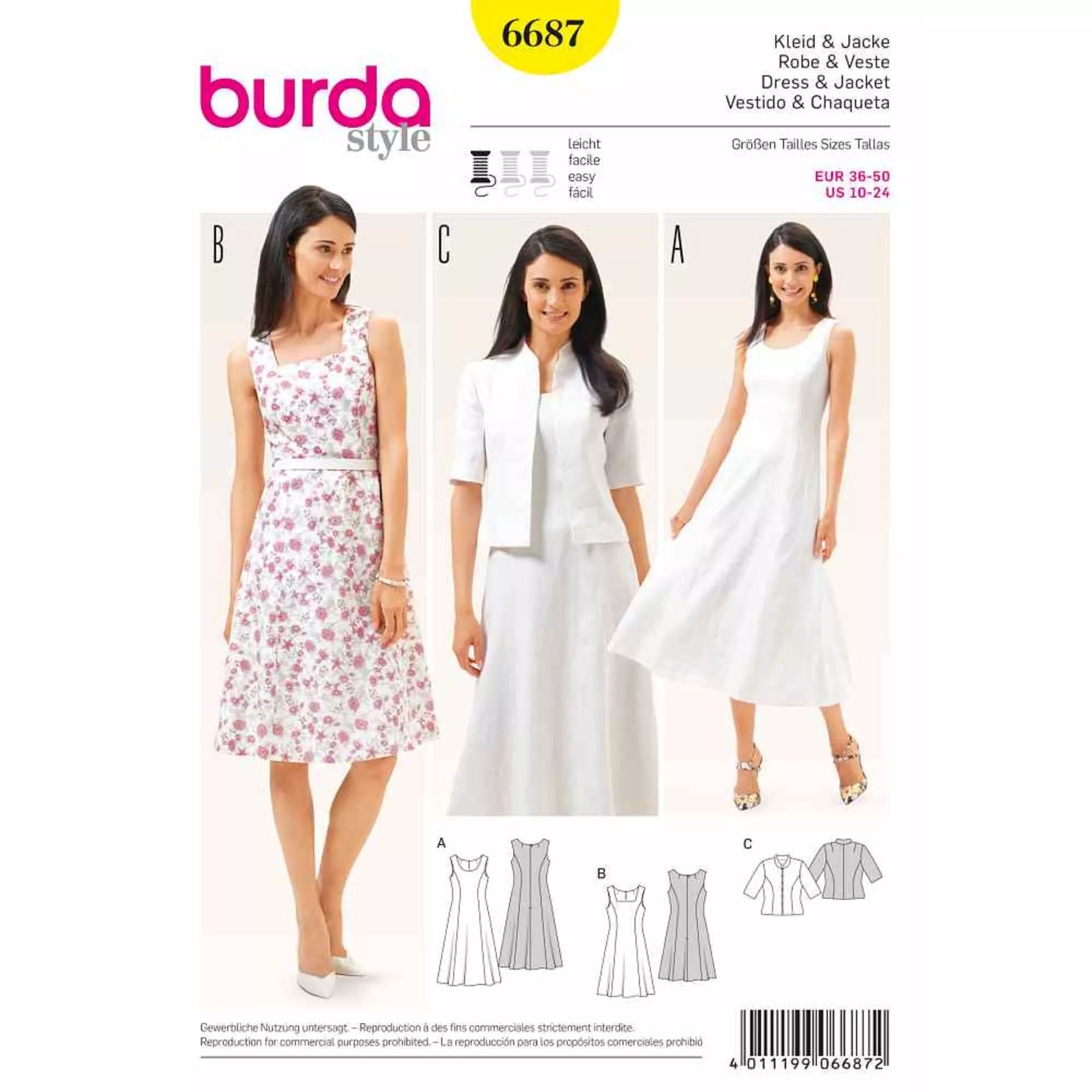Burda Schnittmuster, Kleid Jacke