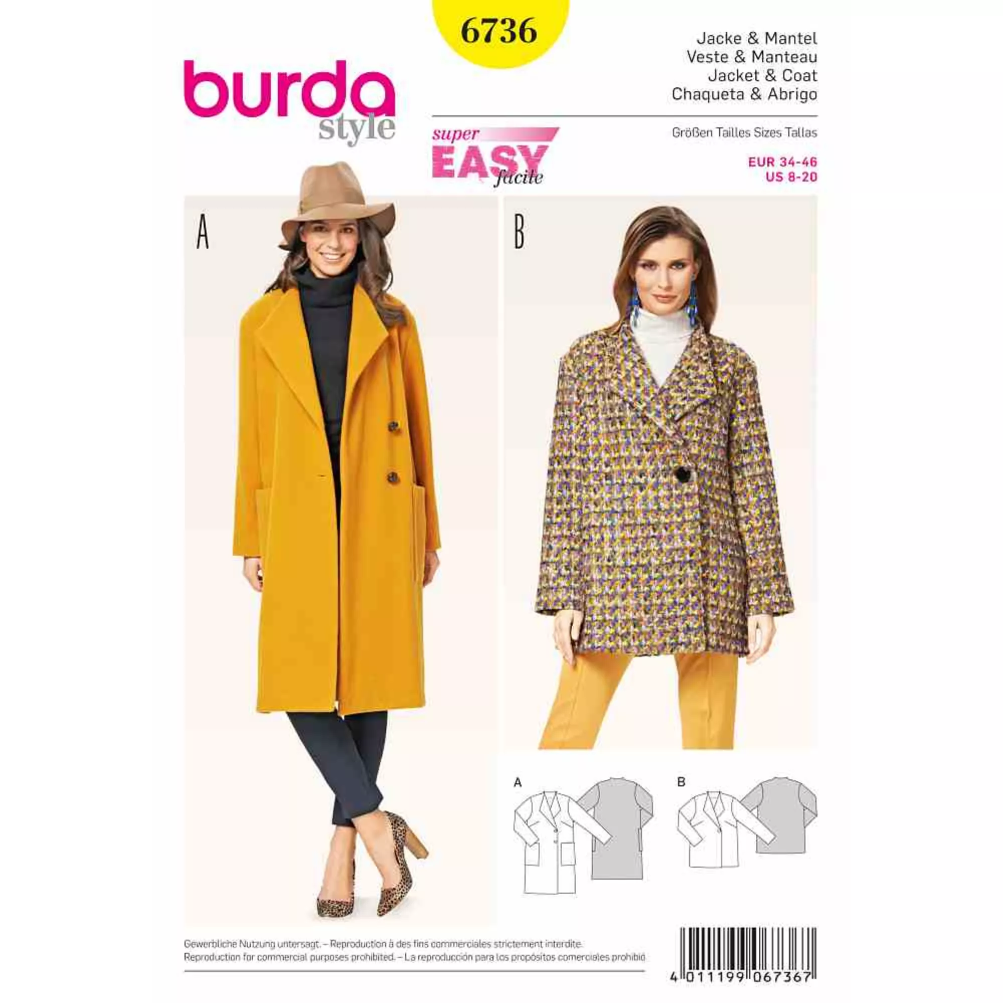 Burda Schnittmuster, Jacke, Mantel