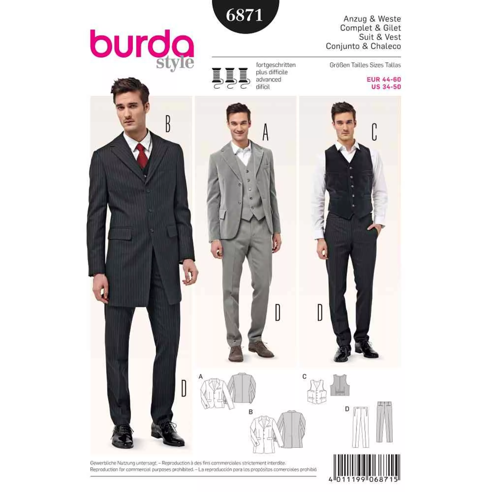 Burda Schnittmuster, Anzug + Weste