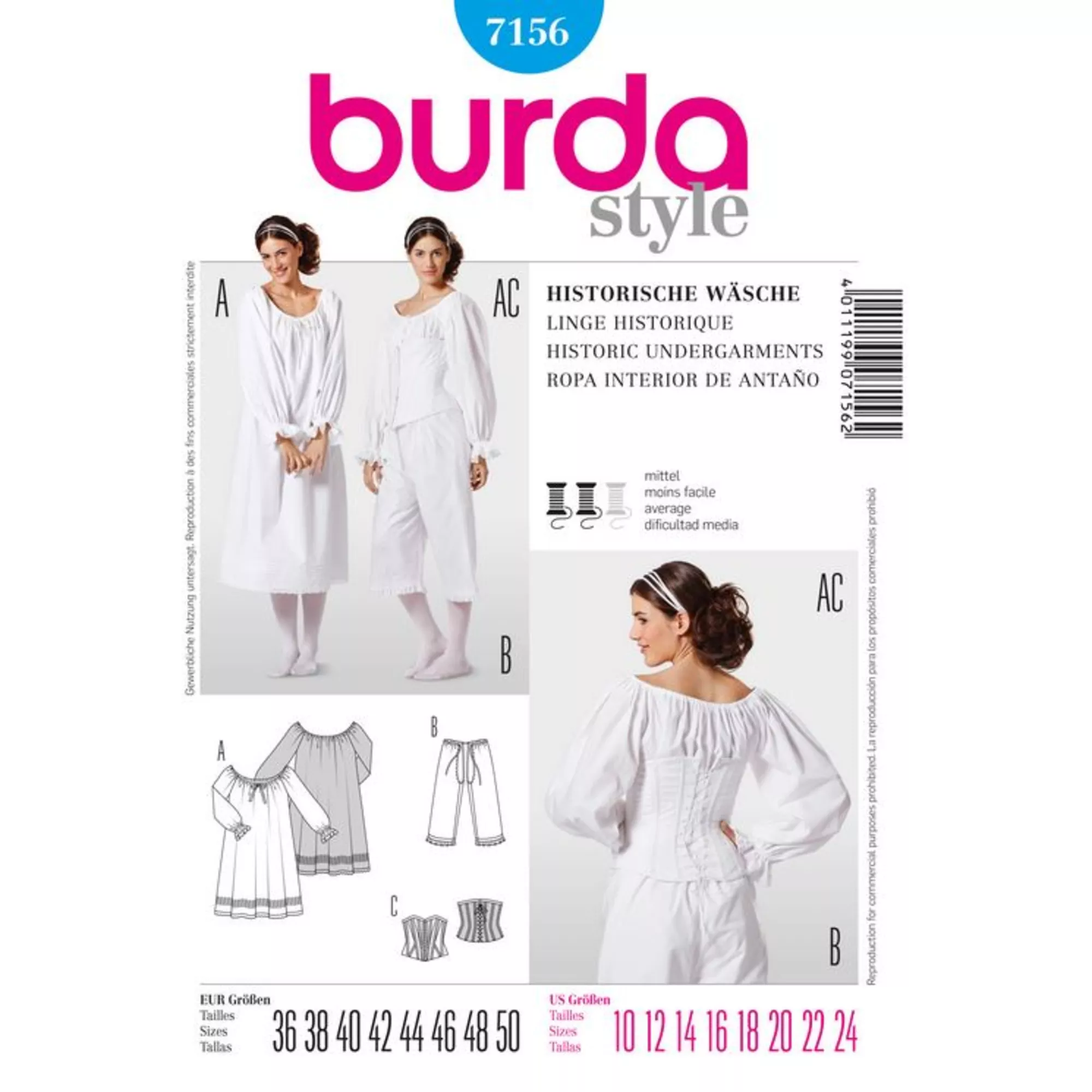 Burda Schnittmuster, historische Wäsche