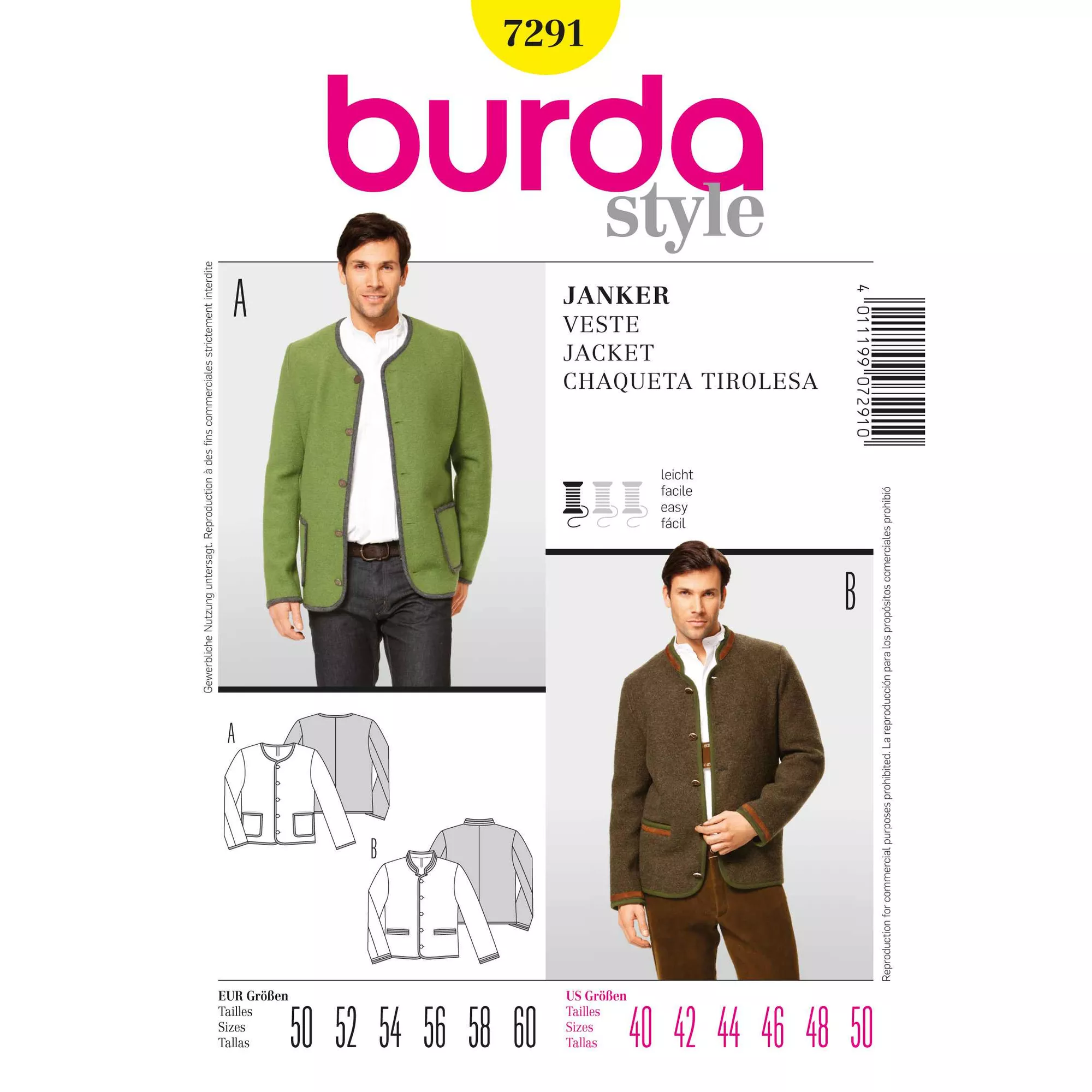Burda Schnittmuster, Jacke Janker